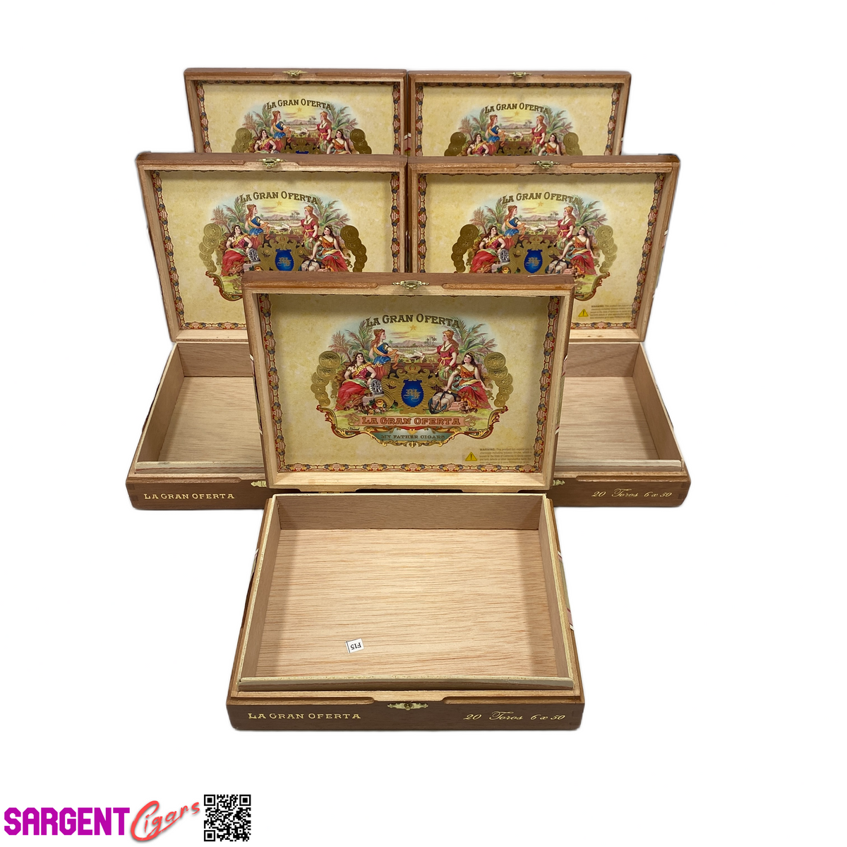 Lot of 5 My Father Cigars Oferta Toro Empty Wooden Cigar Boxes 8.75x7x2 #30