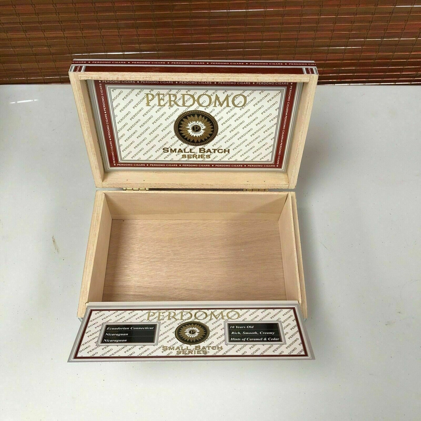 Perdomo Small Batch Series Connecticut Belicoso Empty Wooden Cigar Box 9x6x3