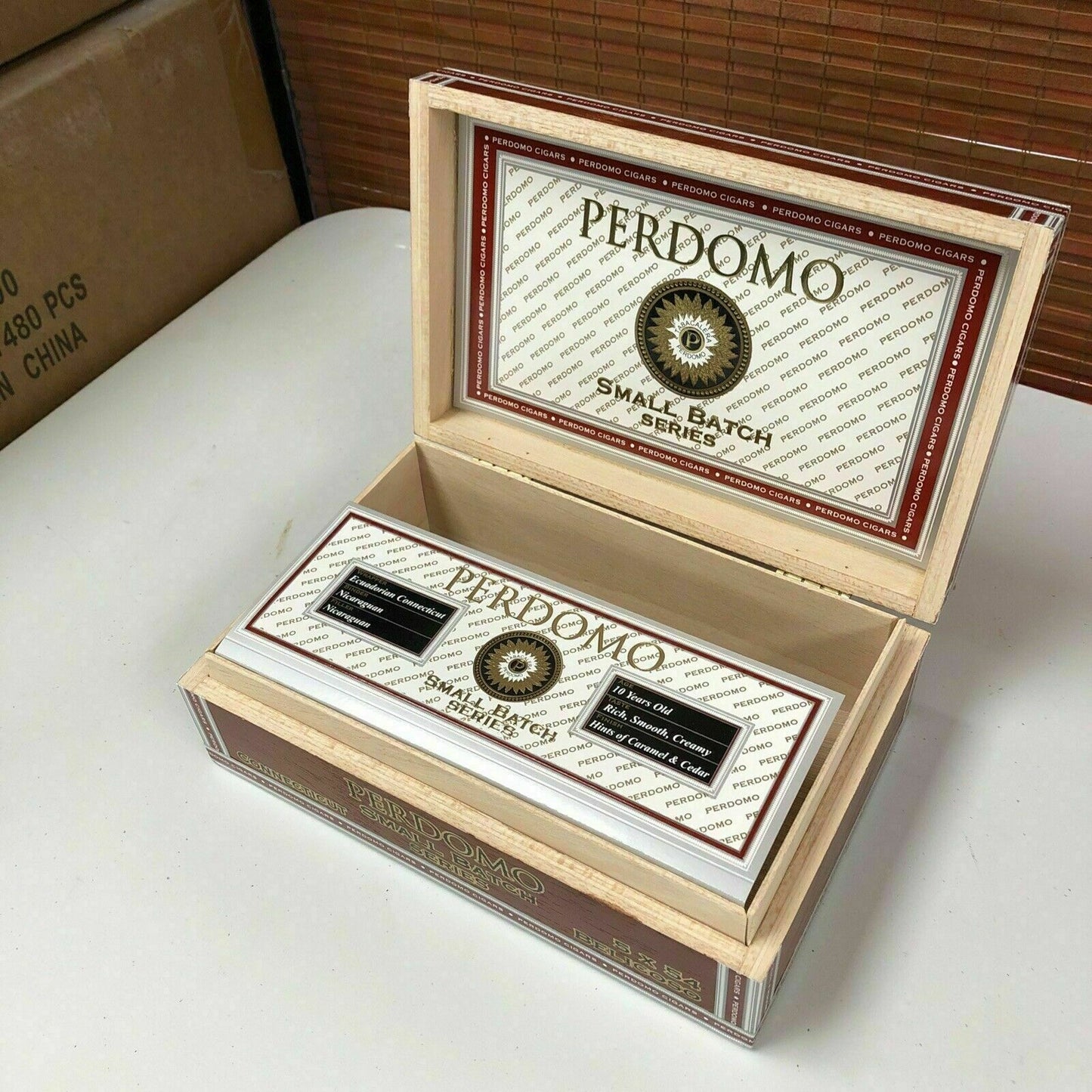 Perdomo Small Batch Series Connecticut Belicoso Empty Wooden Cigar Box 9x6x3