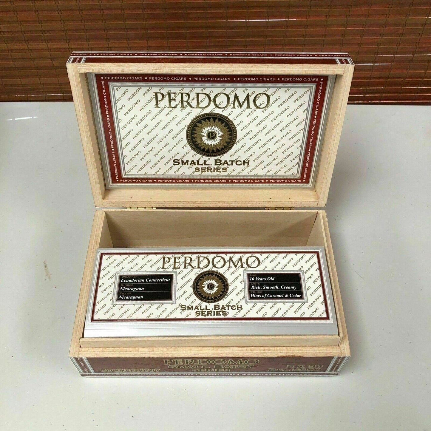 Perdomo Small Batch Series Connecticut Belicoso Empty Wooden Cigar Box 9x6x3