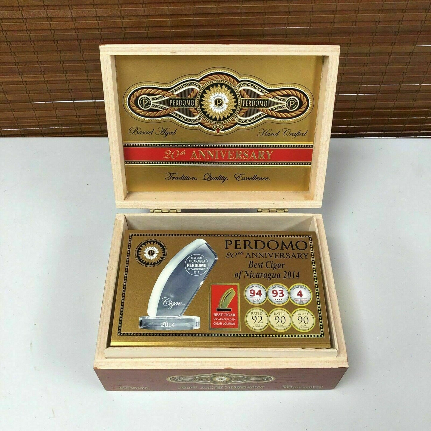 Perdomo 20th Anniversary Connecticut Robusto Empty Wooden Cigar Box 8x6x3.5