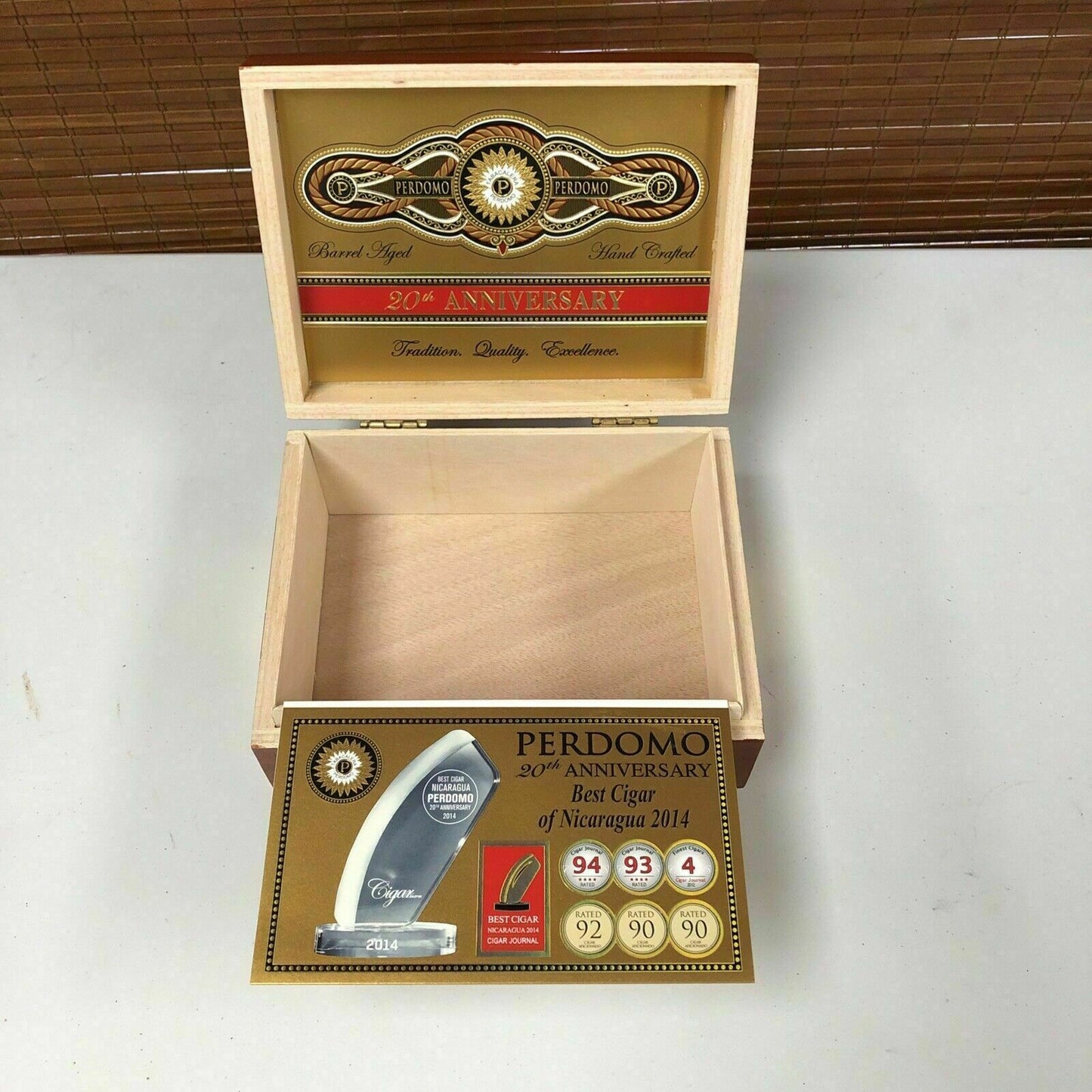 Perdomo 20th Anniversary Connecticut Robusto Empty Wooden Cigar Box 8x6x3.5