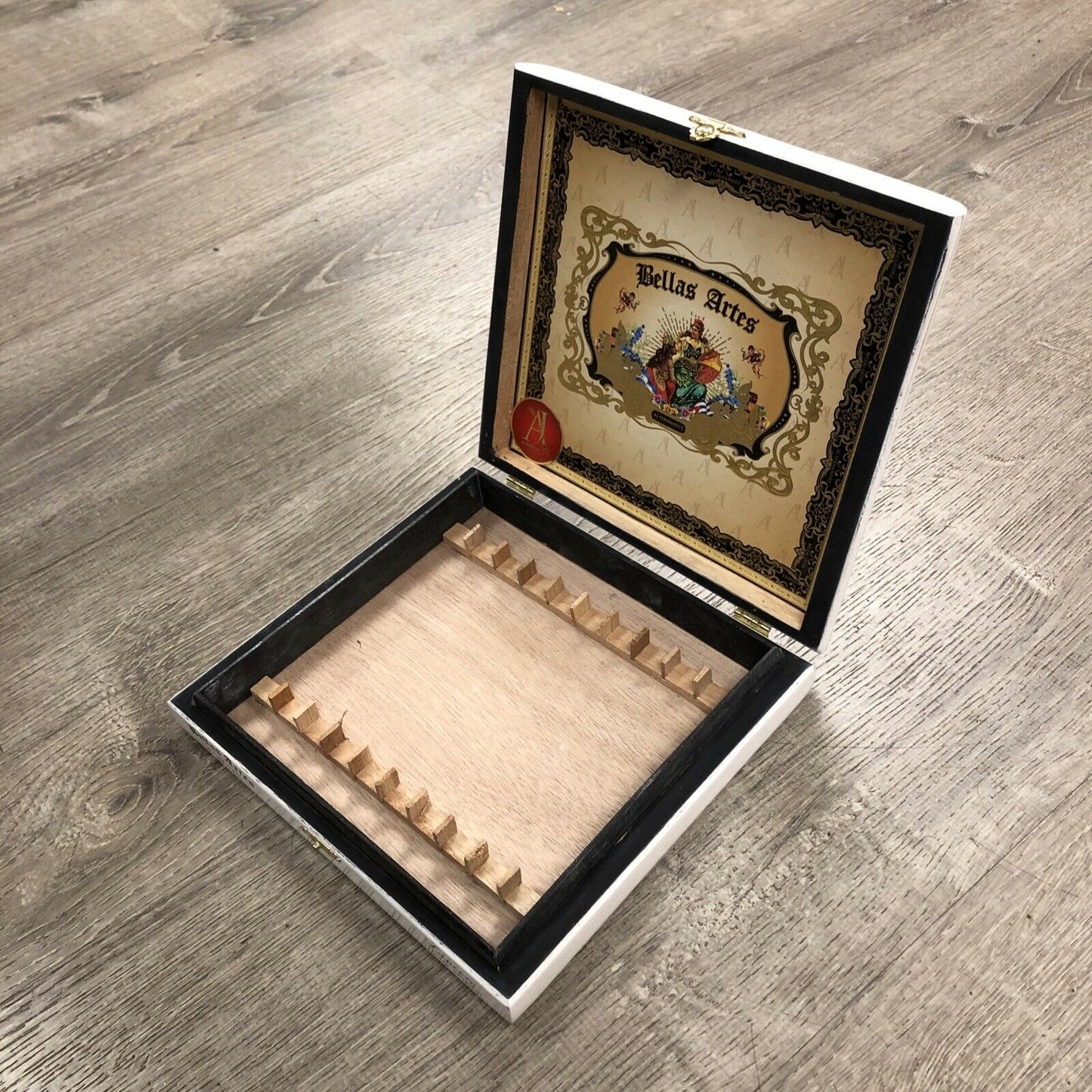 Aj Fernandez Bellas Artes Lancero Empty Wooden Cigar Box 9x8x1.5