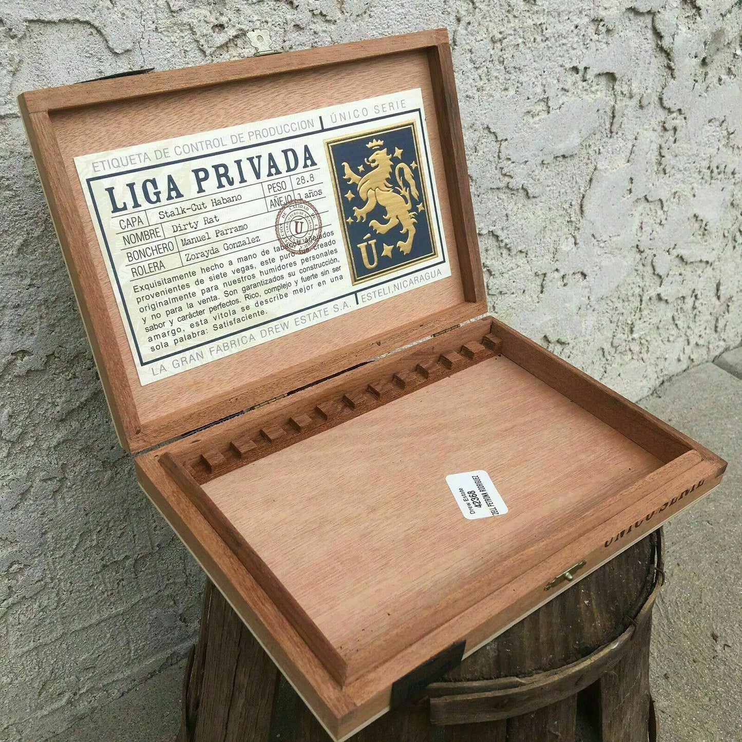 Liga Privada Unico Dirty Rat Empty Wooden Cigar Box 9.25x6.5x1.5