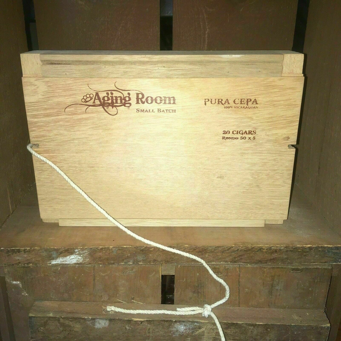 Aging Room Small Batch Pura Cepa Rondo Empty Wooden Cigar Box 9.25x6.25x2