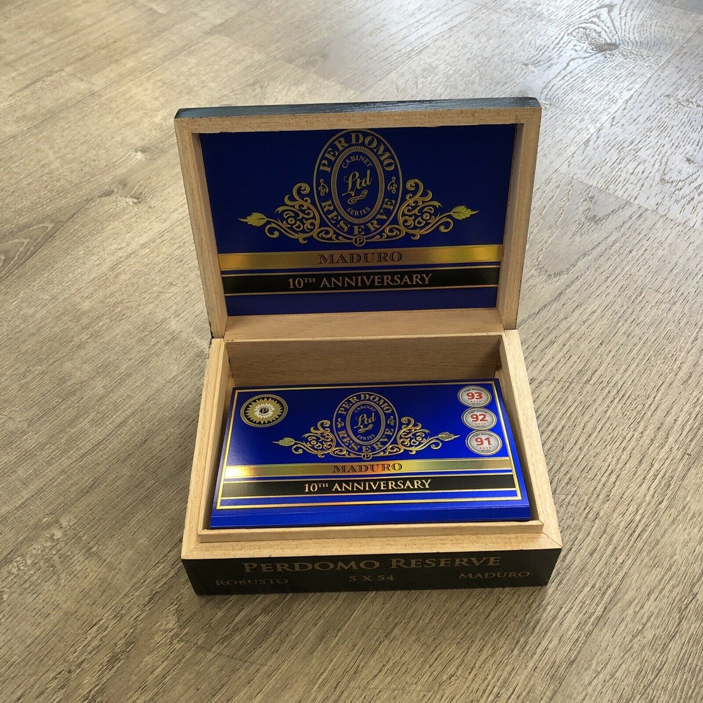 Perdomo 10th Anniversary Maduro Robusto Empty Wooden Cigar Box 8x6x3.5