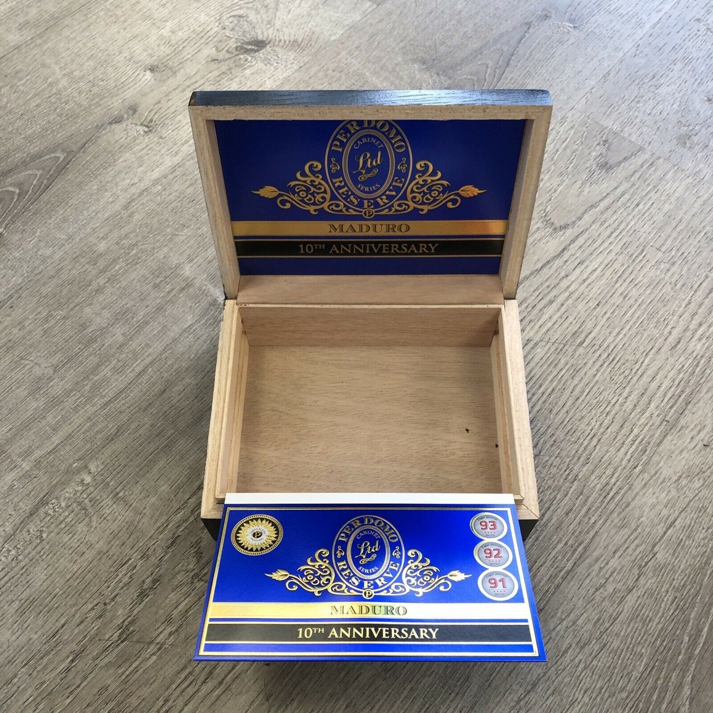 Perdomo 10th Anniversary Maduro Robusto Empty Wooden Cigar Box 8x6x3.5