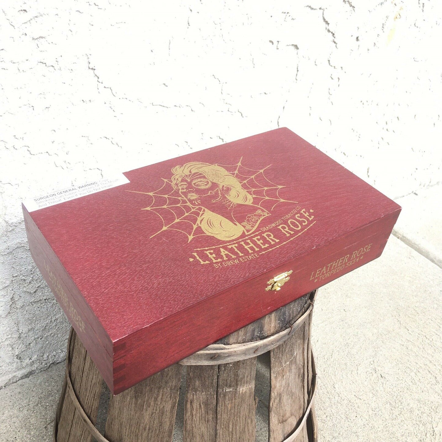 Deadwood Leather Rose Empty Wooden Cigar Box 11x6x2.5