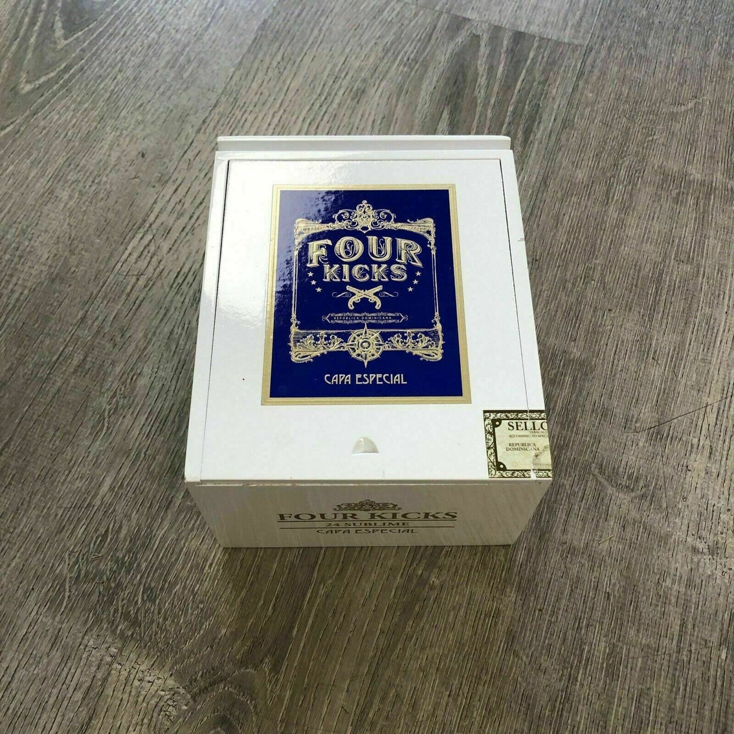 Four Kicks Sublime Empty Wooden Cigar Box 5.75x7x4