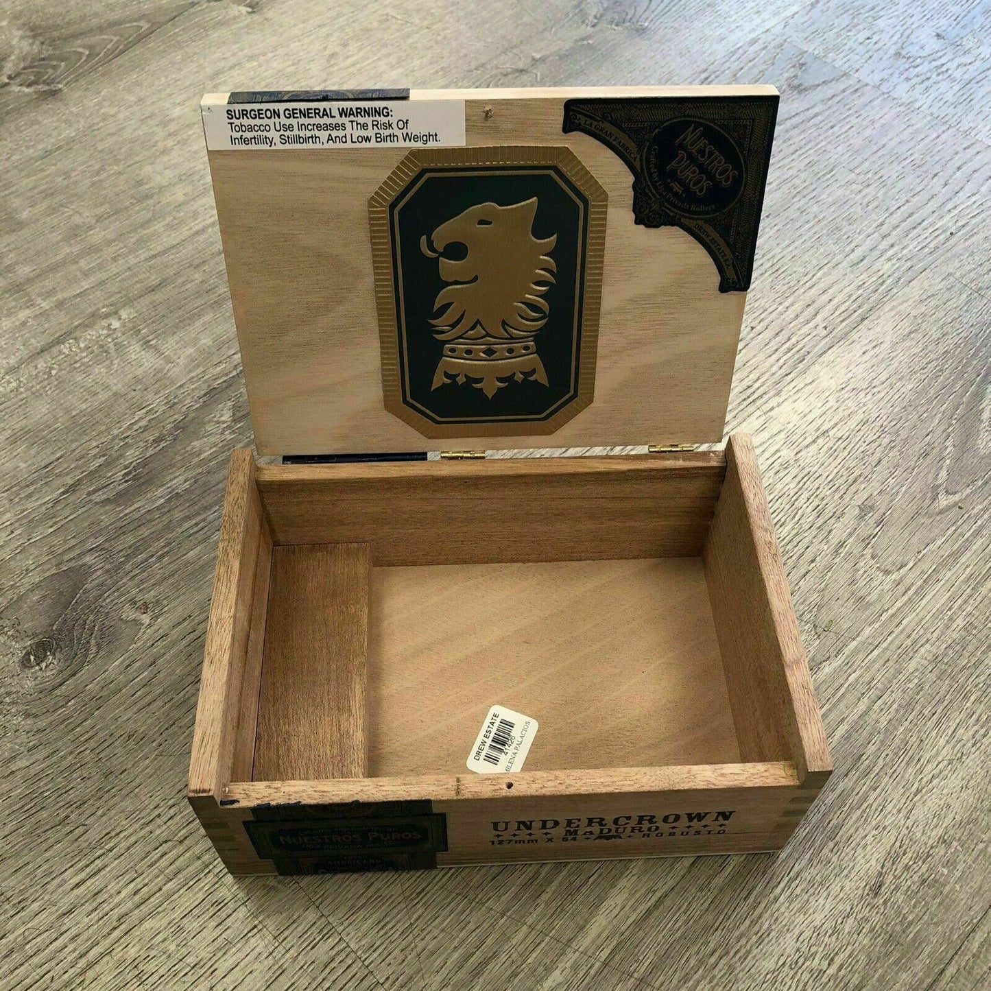 Undercrown Maduro Robusto Empty Wooden Cigar Box 8.5x6x3.25