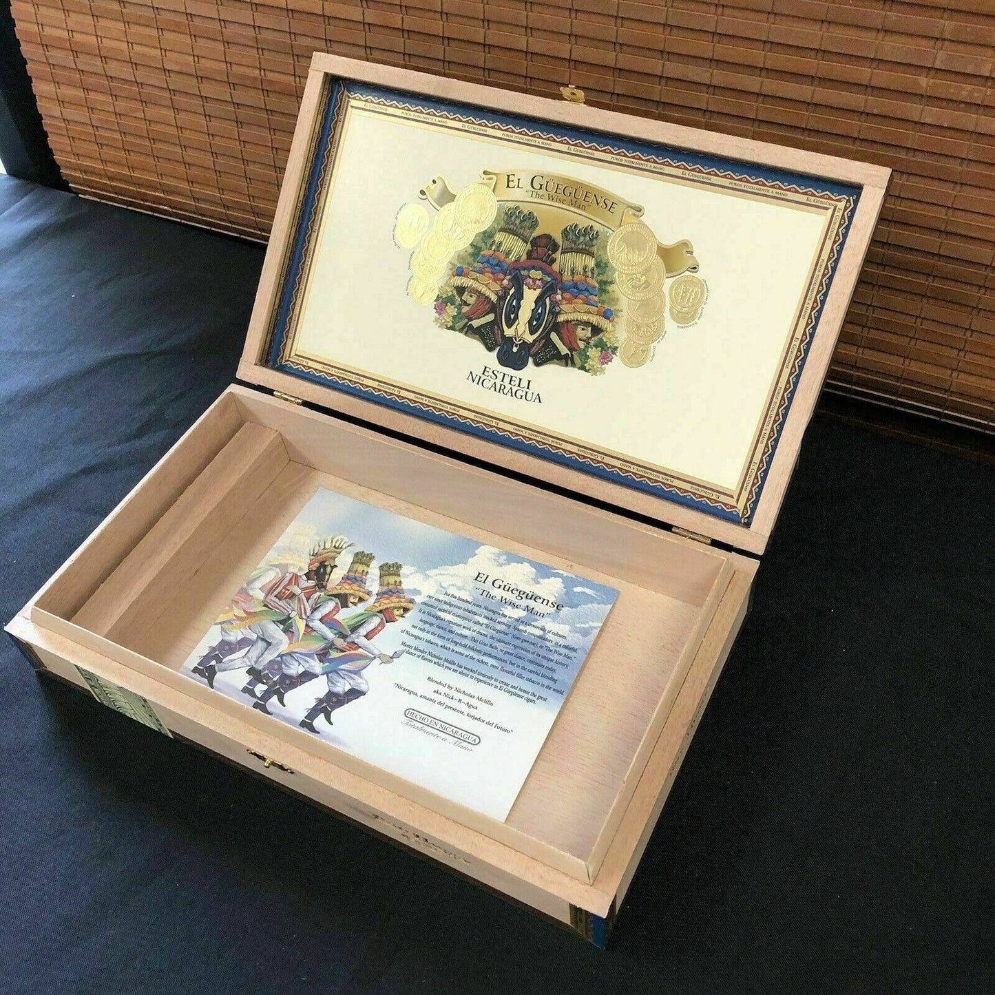 The Wise Man Corona Gorda Empty Wooden Cigar Box 10.25x6.75x1.75