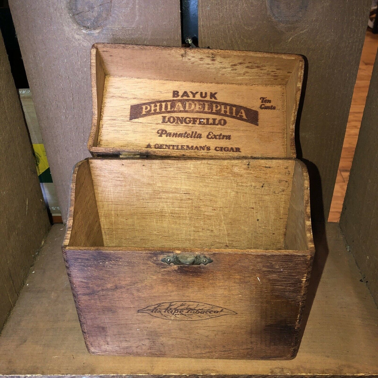 Bayuk Philadelphia Longfellow Panatella Empty Vintage Wooden Cigar Box