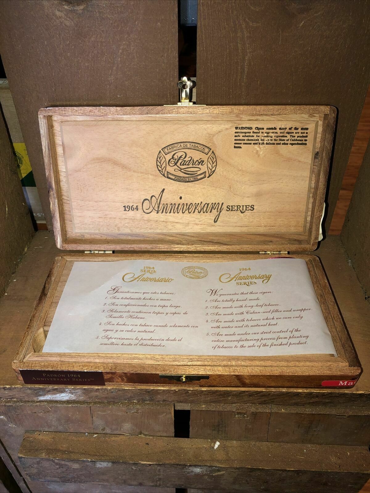 Padron 1964 Anniversary Series Empty Wooden Cigar Box 9.5x5x1.25