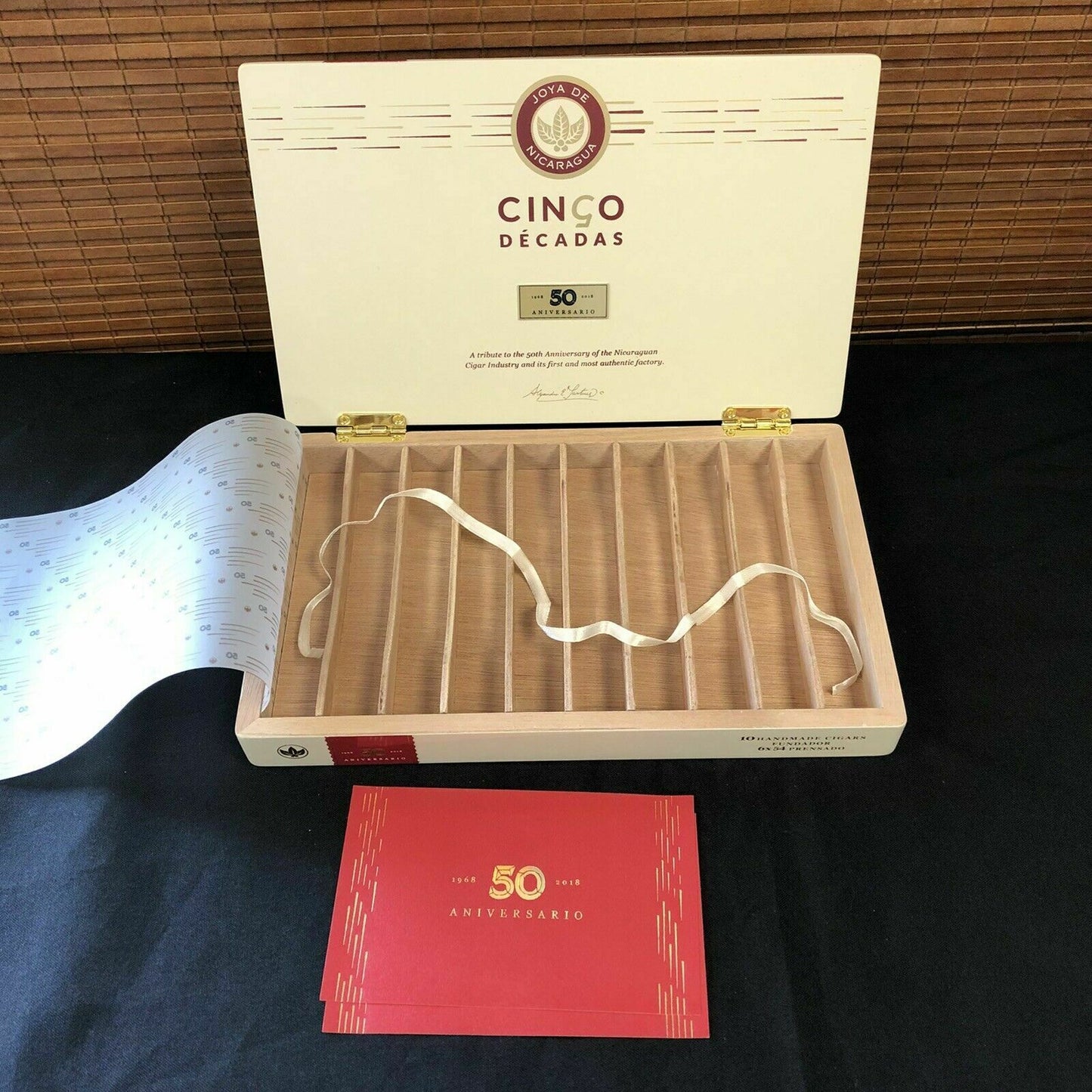 Joya De Nicaragua Cinco Decadas Diademas Empty Wooden Cigar Box 11x7x1.5