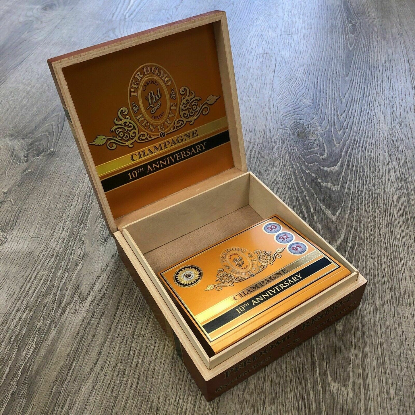 Perdomo 10th Anniversary Champagne Magnum Empty Wooden Cigar Box 7x7x2.5