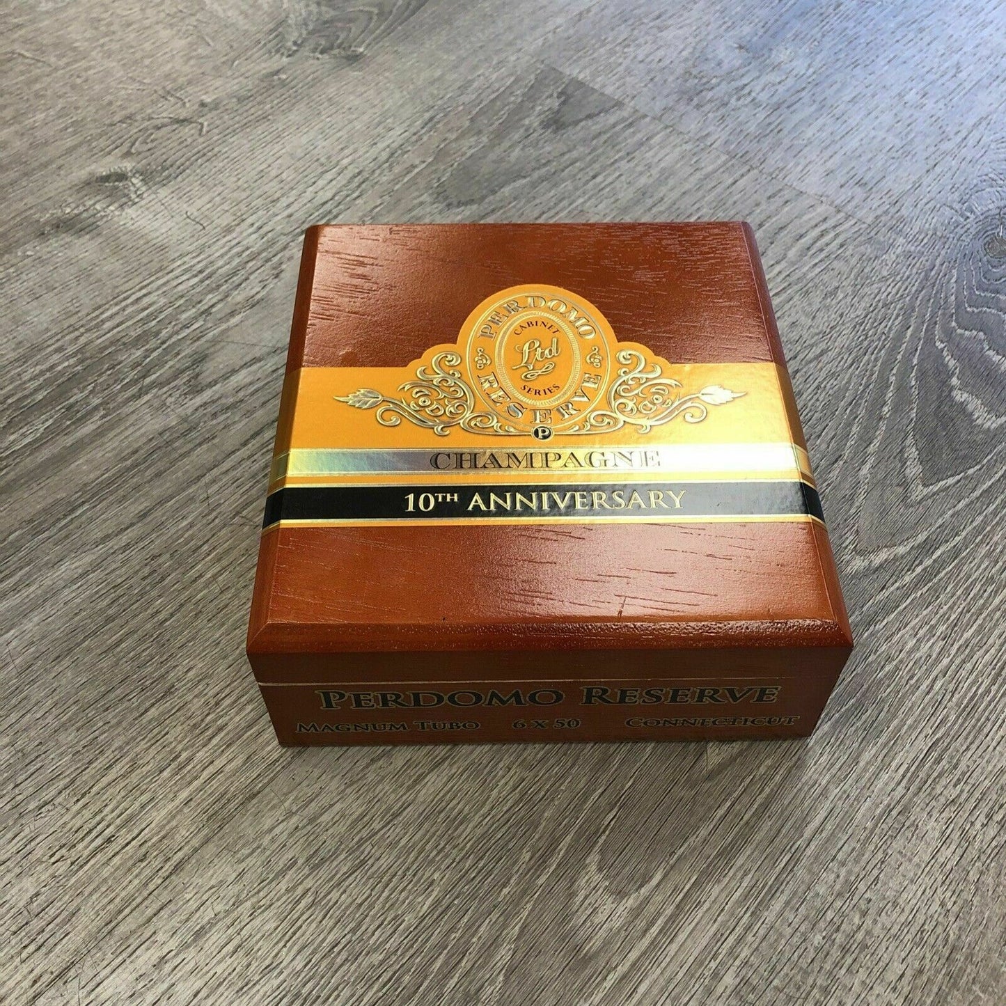 Perdomo 10th Anniversary Champagne Magnum Empty Wooden Cigar Box 7x7x2.5