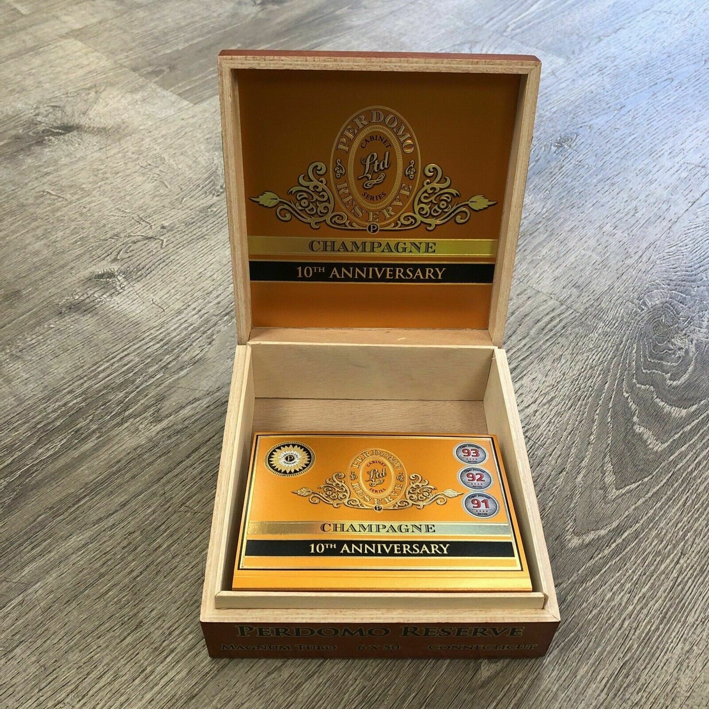 Perdomo 10th Anniversary Champagne Magnum Empty Wooden Cigar Box 7x7x2.5