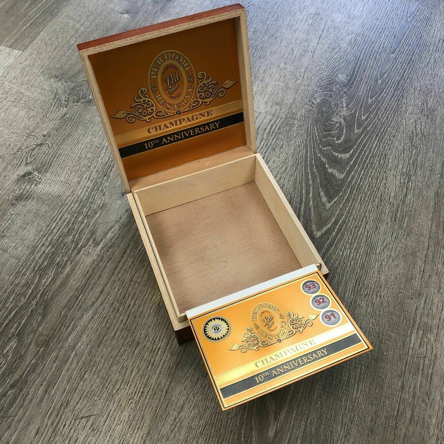 Perdomo 10th Anniversary Champagne Magnum Empty Wooden Cigar Box 7x7x2.5