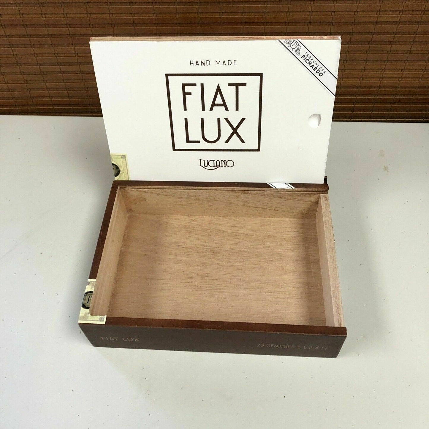 Fiat Lux Acumen Empty Wooden Cigar Box 9.25x7.25x2.5