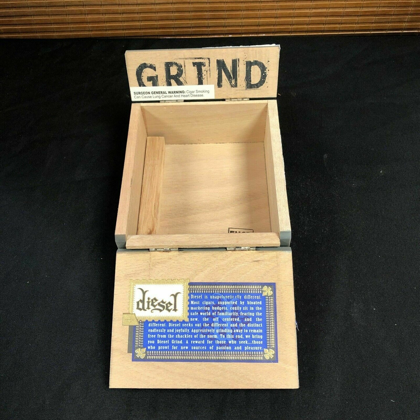 Diesel Grind Robusto Empty Wooden Cigar Box 6x6x3