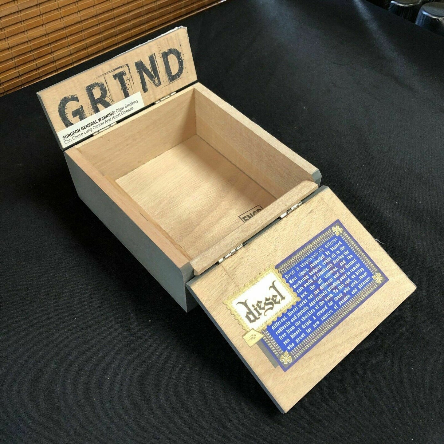 Diesel Grind Robusto Empty Wooden Cigar Box 6x6x3