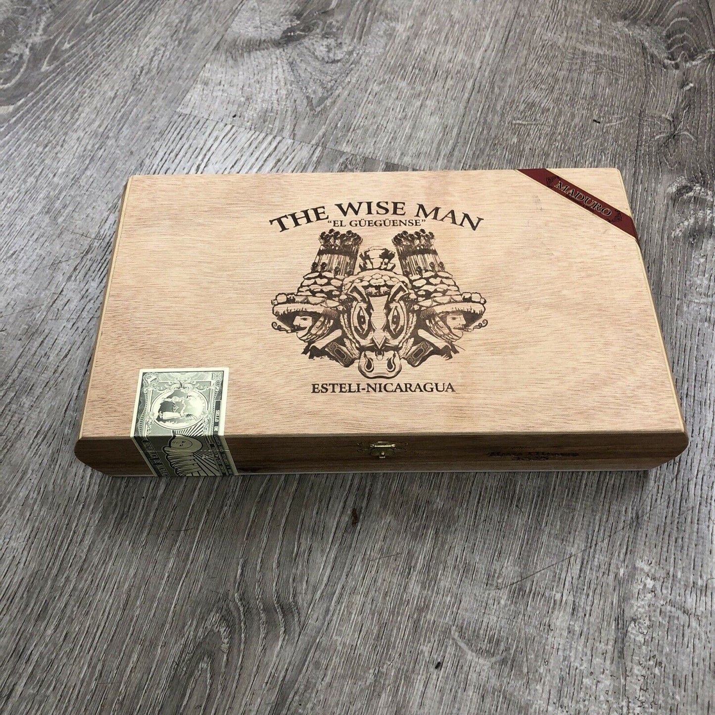 The Wise Man El Gueguense Toro Empty Wooden Cigar Box 12.5x7x2