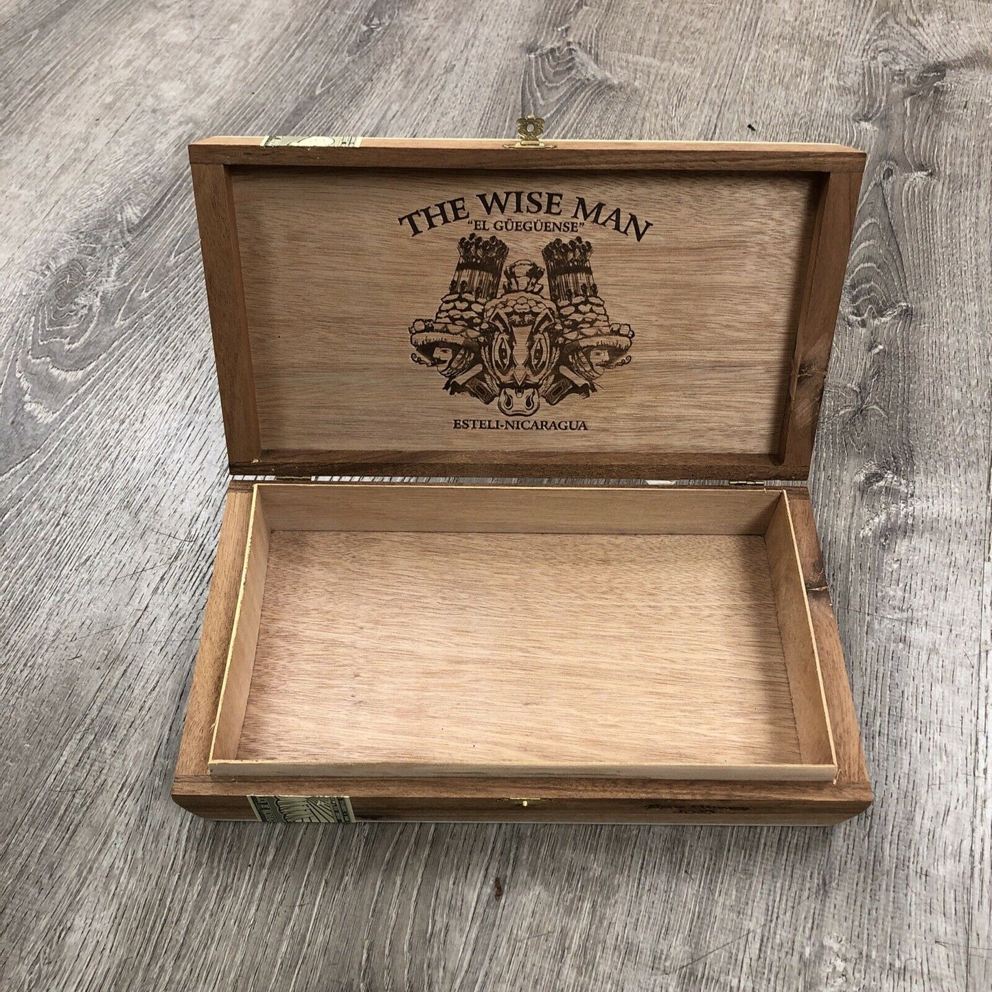 The Wise Man El Gueguense Toro Empty Wooden Cigar Box 12.5x7x2