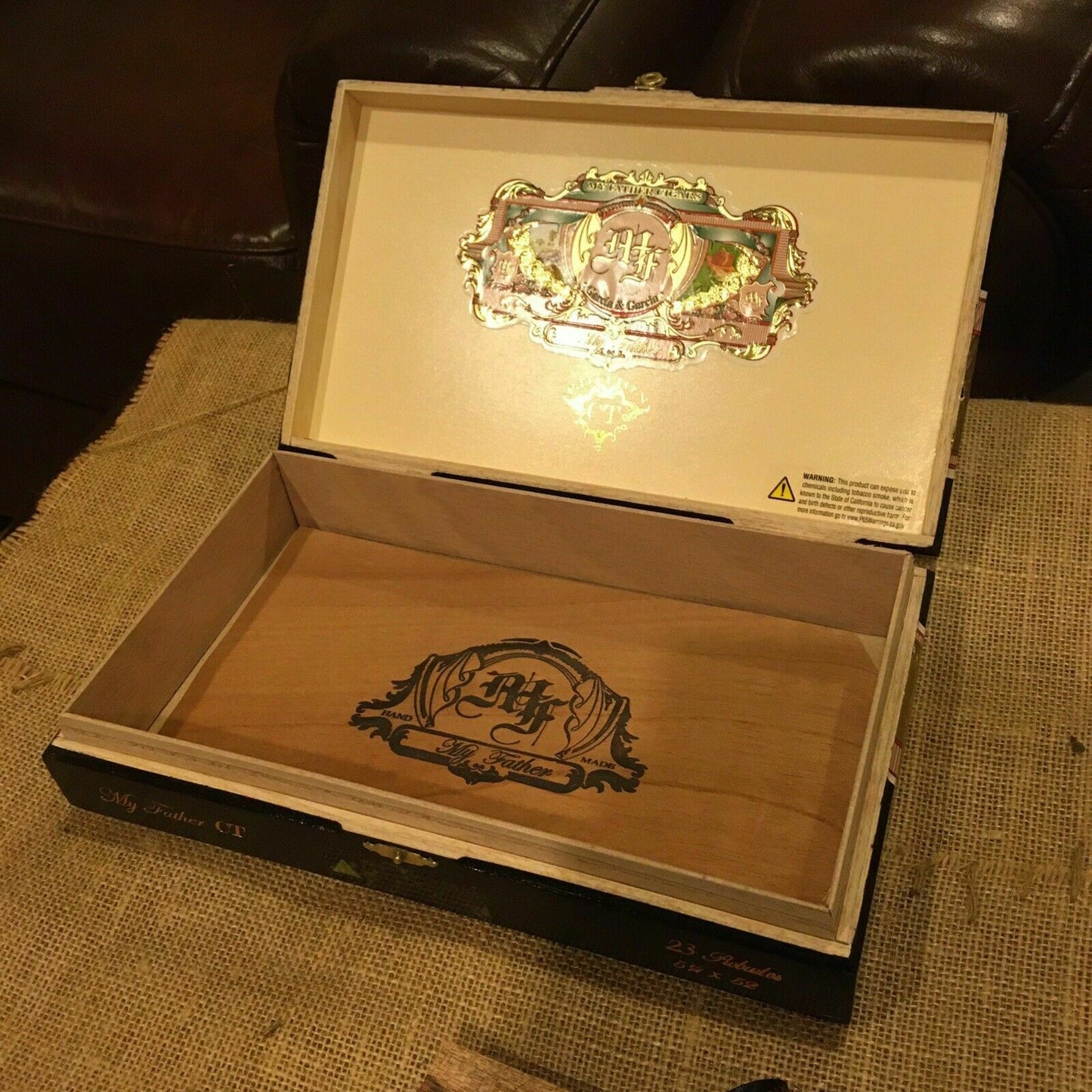 My Father Connecticut Robusto Empty Wooden Cigar Box 10.5x6.25x2