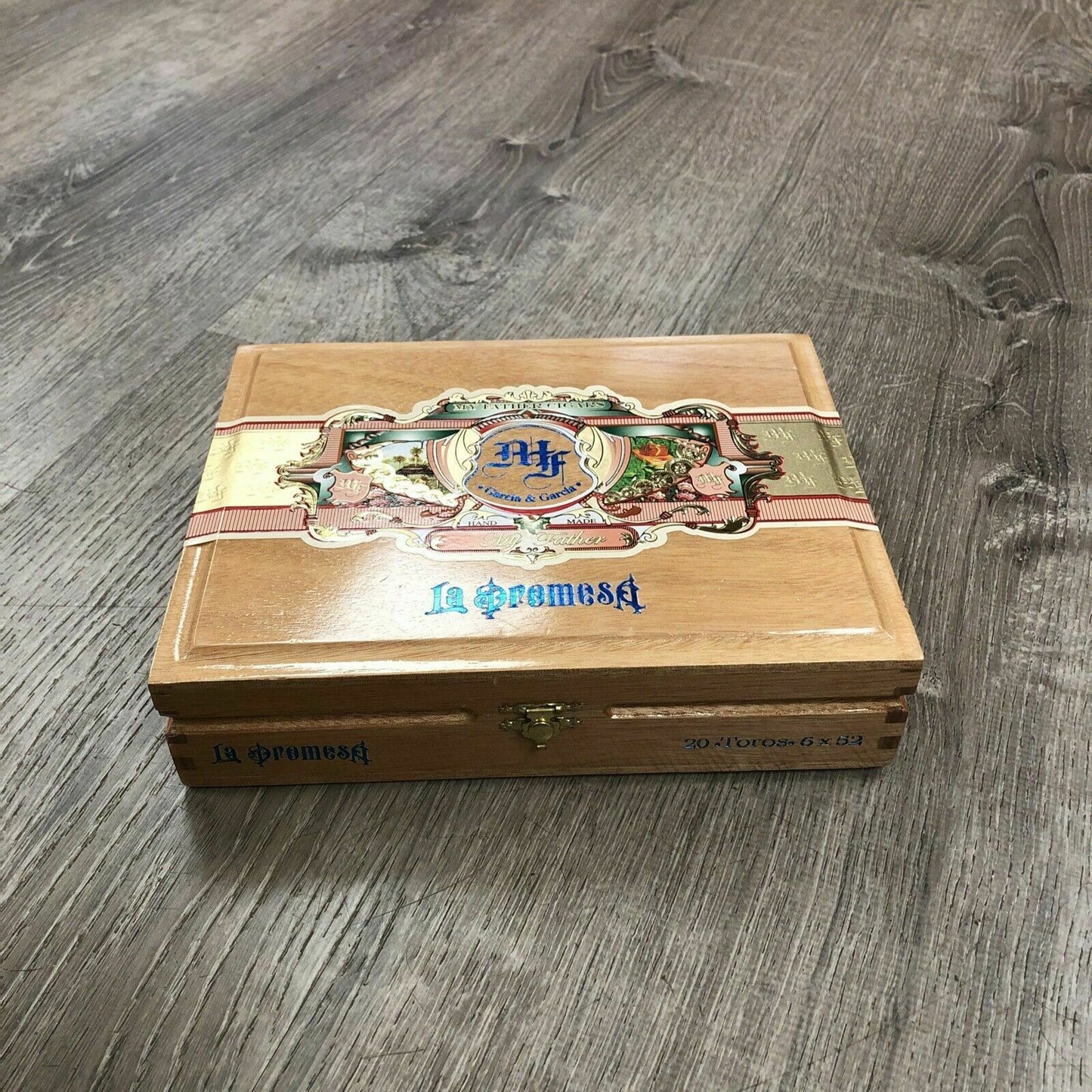 My Father Cigars La Promesa Toro Empty Wooden Cigar Box 9x7x2