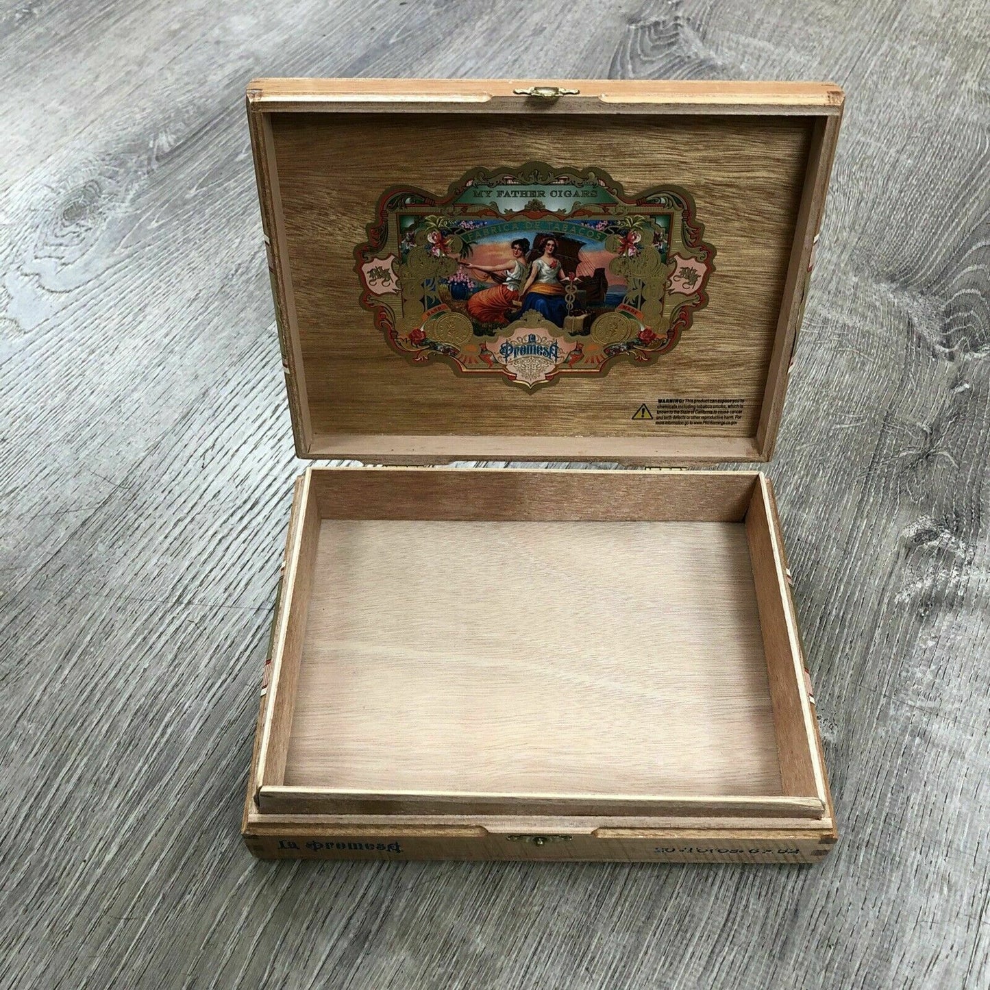 My Father Cigars La Promesa Toro Empty Wooden Cigar Box 9x7x2