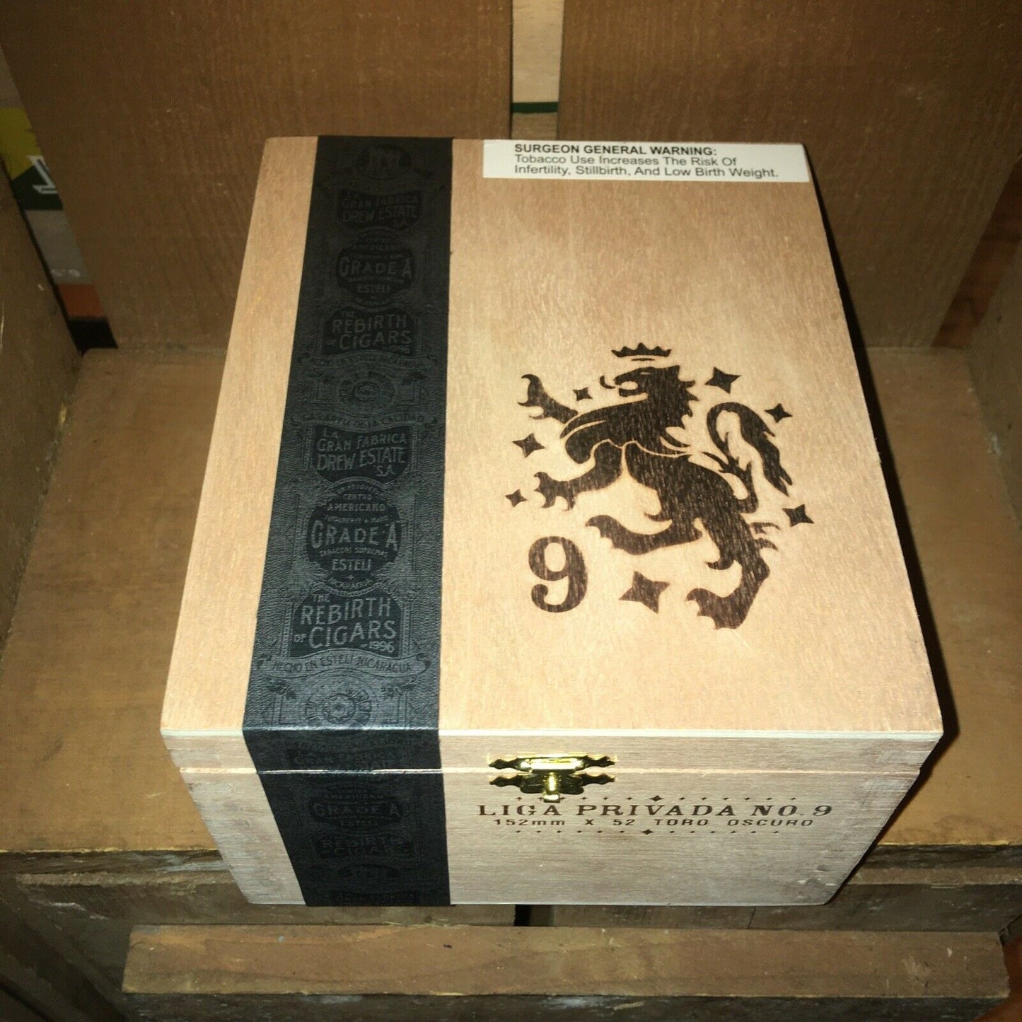 Liga Privada No9 Corona Viva Empty Wooden Cigar Box 5.5x7x4