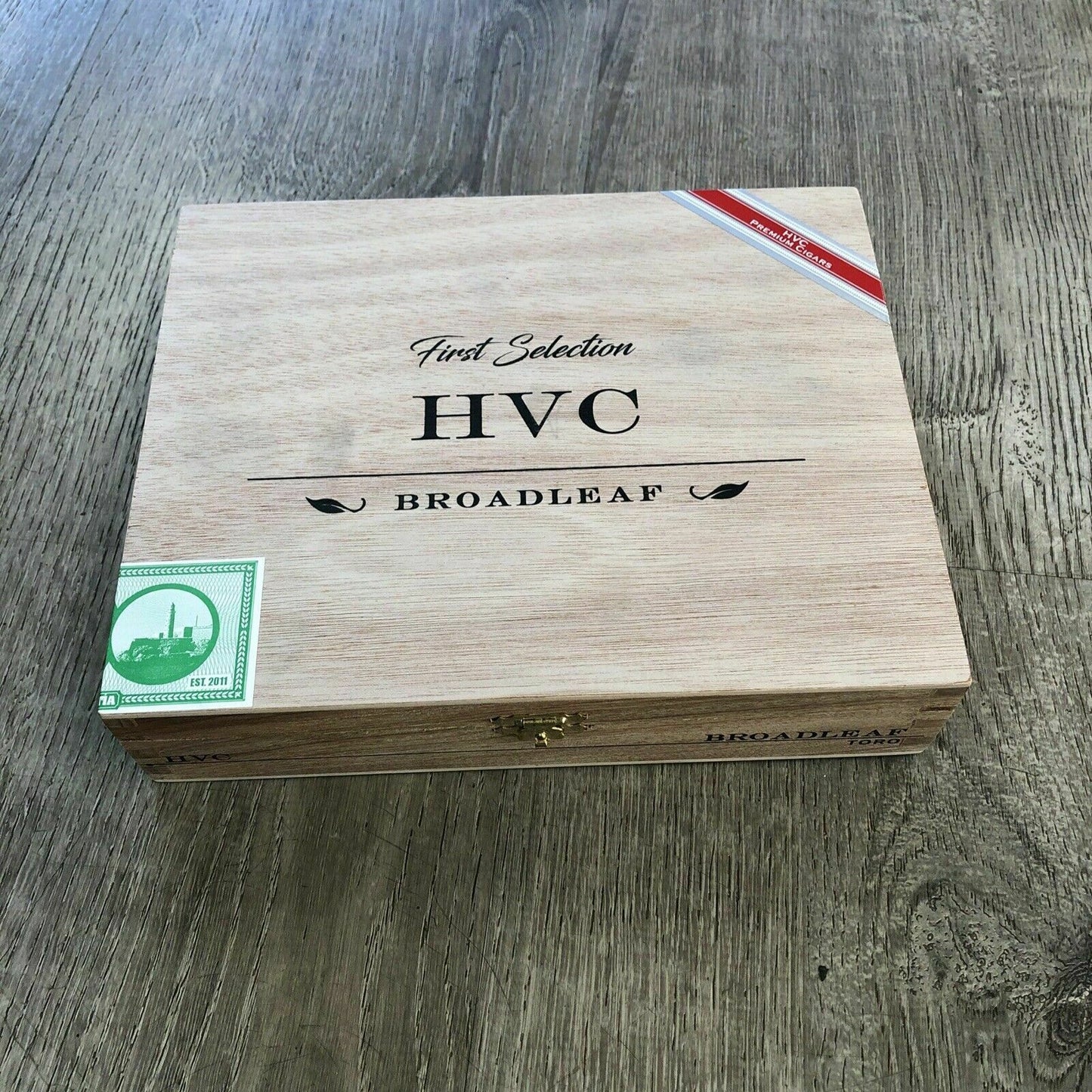 HVC Broadleaf Toro Empty Wooden Cigar Box 9x7x2