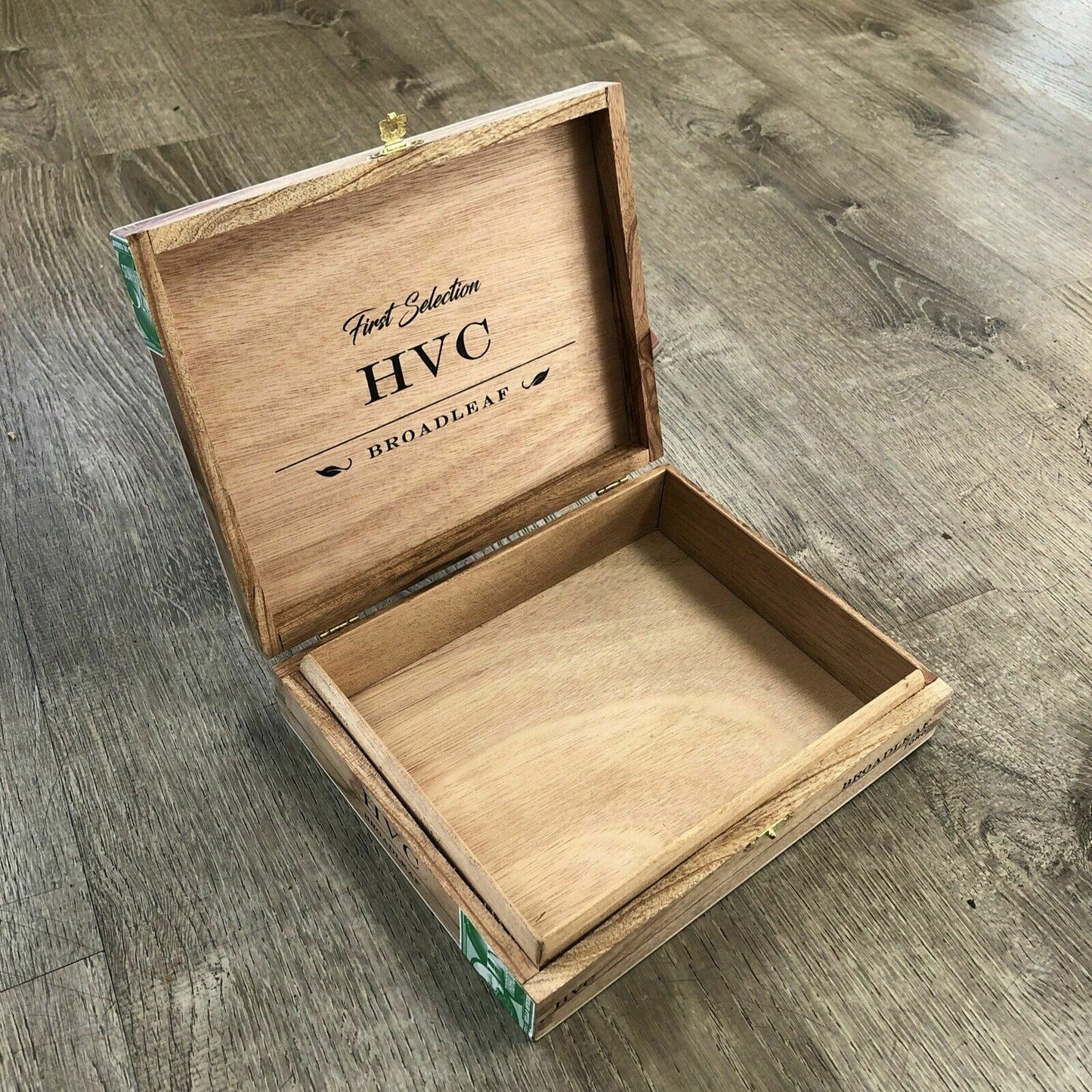 HVC Broadleaf Toro Empty Wooden Cigar Box 9x7x2