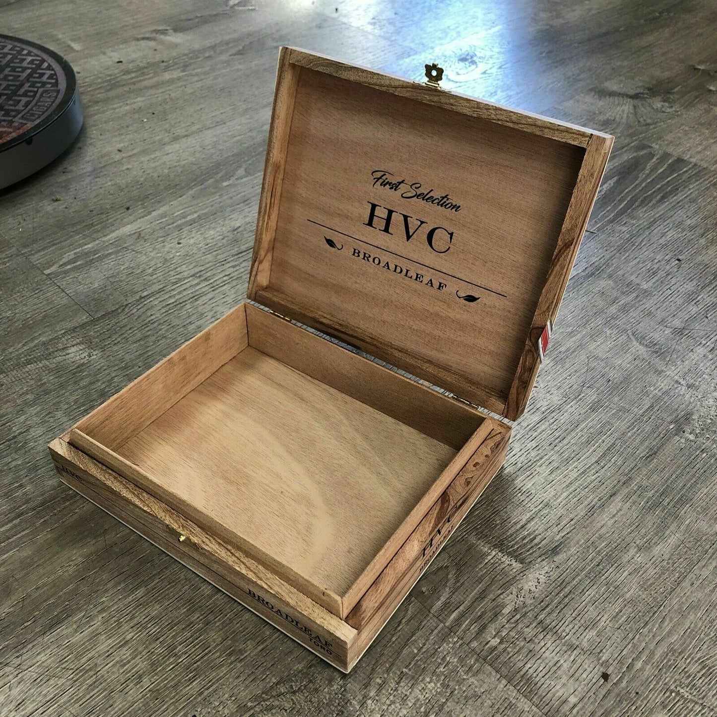 HVC Broadleaf Toro Empty Wooden Cigar Box 9x7x2