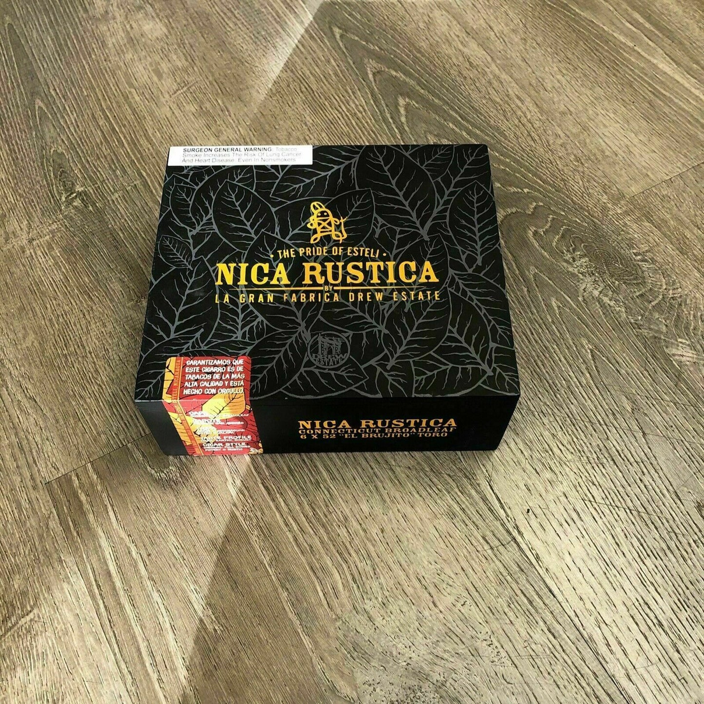 Nica Rustica Toro Empty Wooden Cigar Box 8x7x3