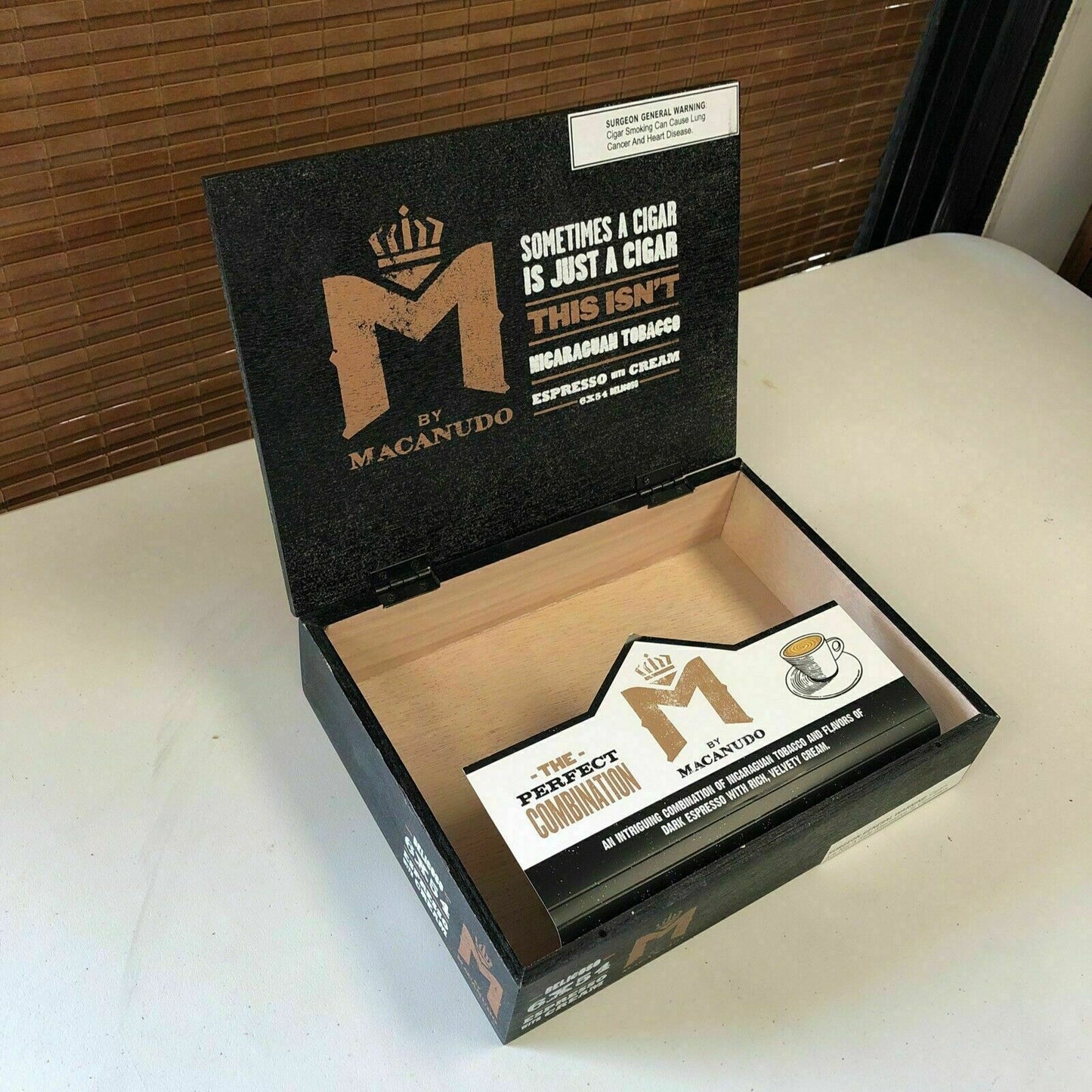 Macanudo Espresso With Cream Belicoso Empty Wooden Cigar Box 9x7x2