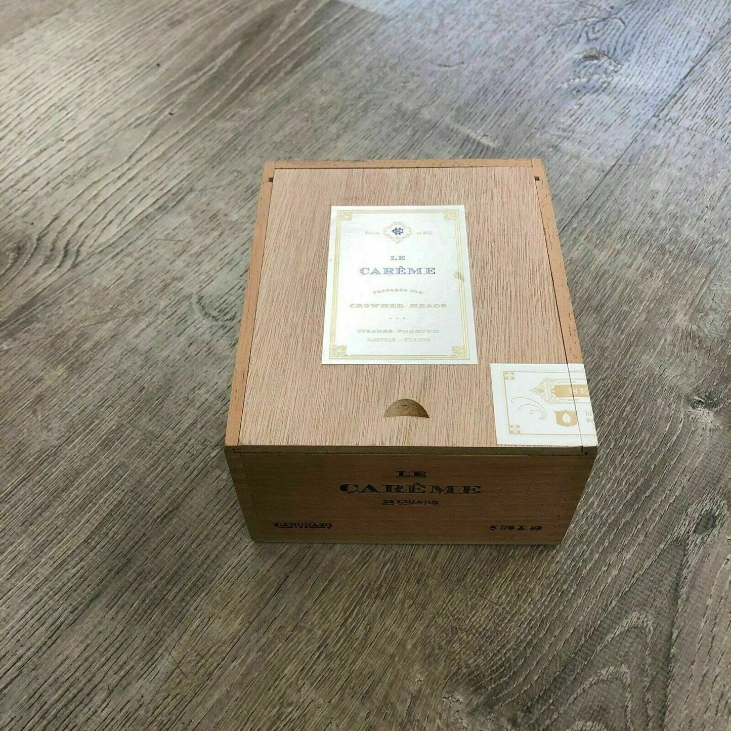 Crowned Heads Le Careme Empty Wooden Cigar Box 5.5x6.5x3