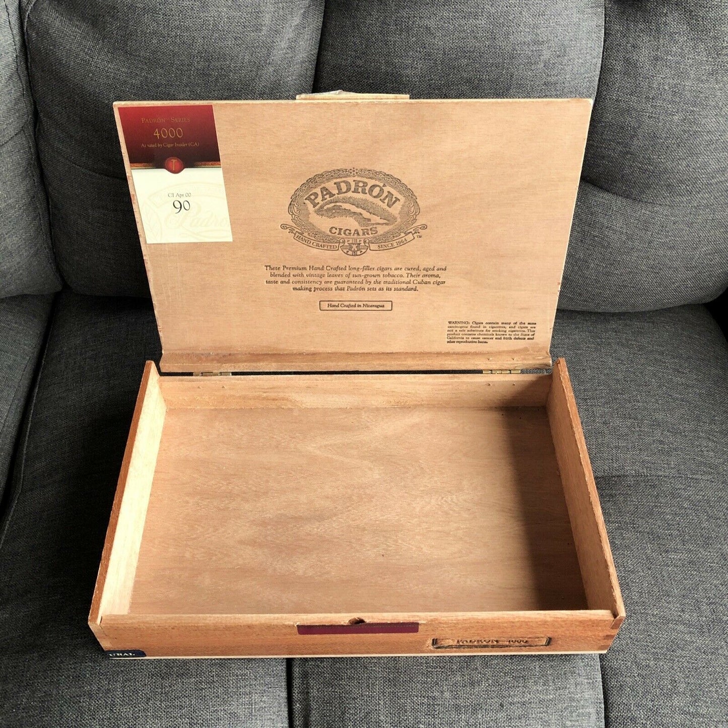 Padron 4000 Empty Wooden Cigar Box 11x7x2