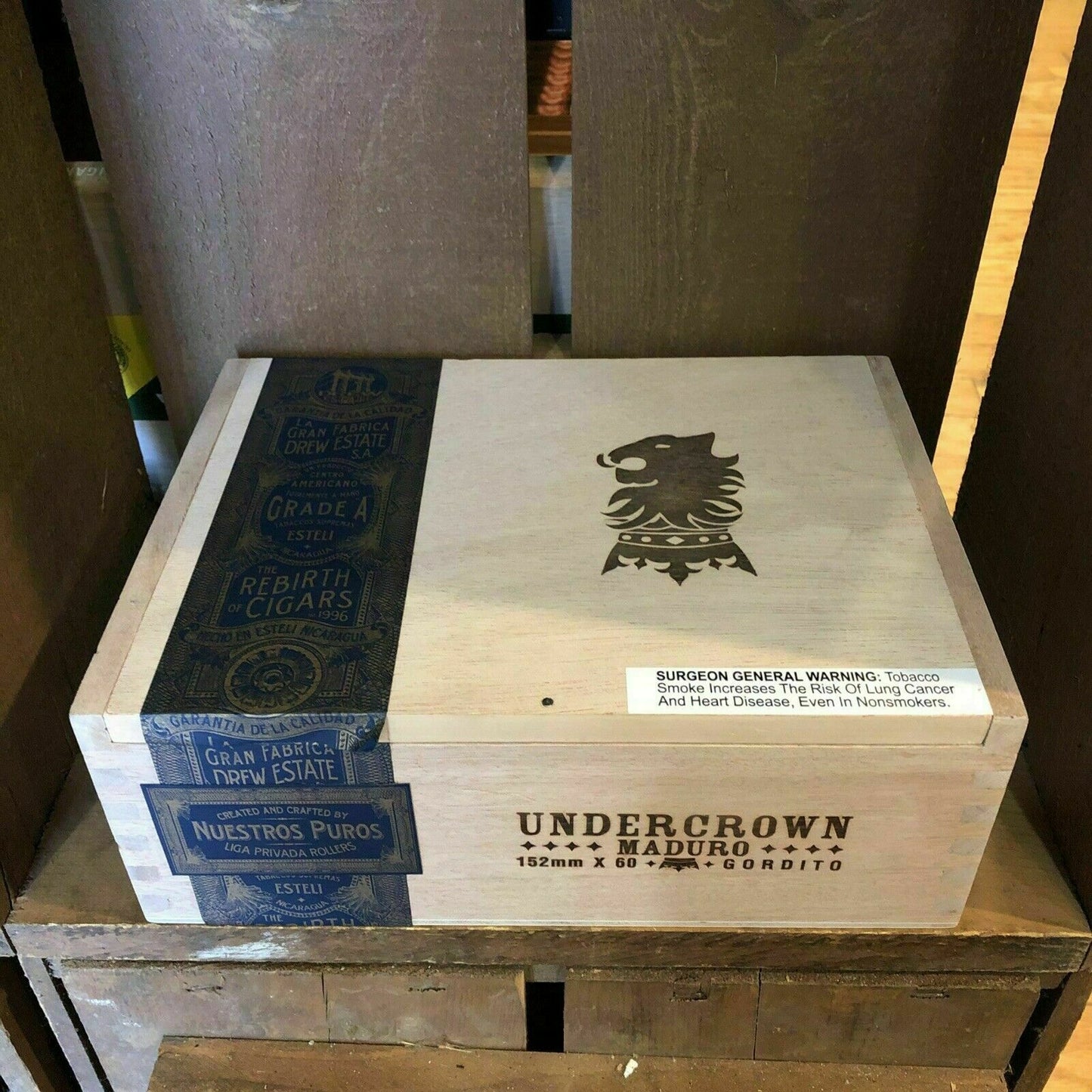 Undercrown Maduro Gran Toro Empty Wooden Cigar Box 8.25x7x3