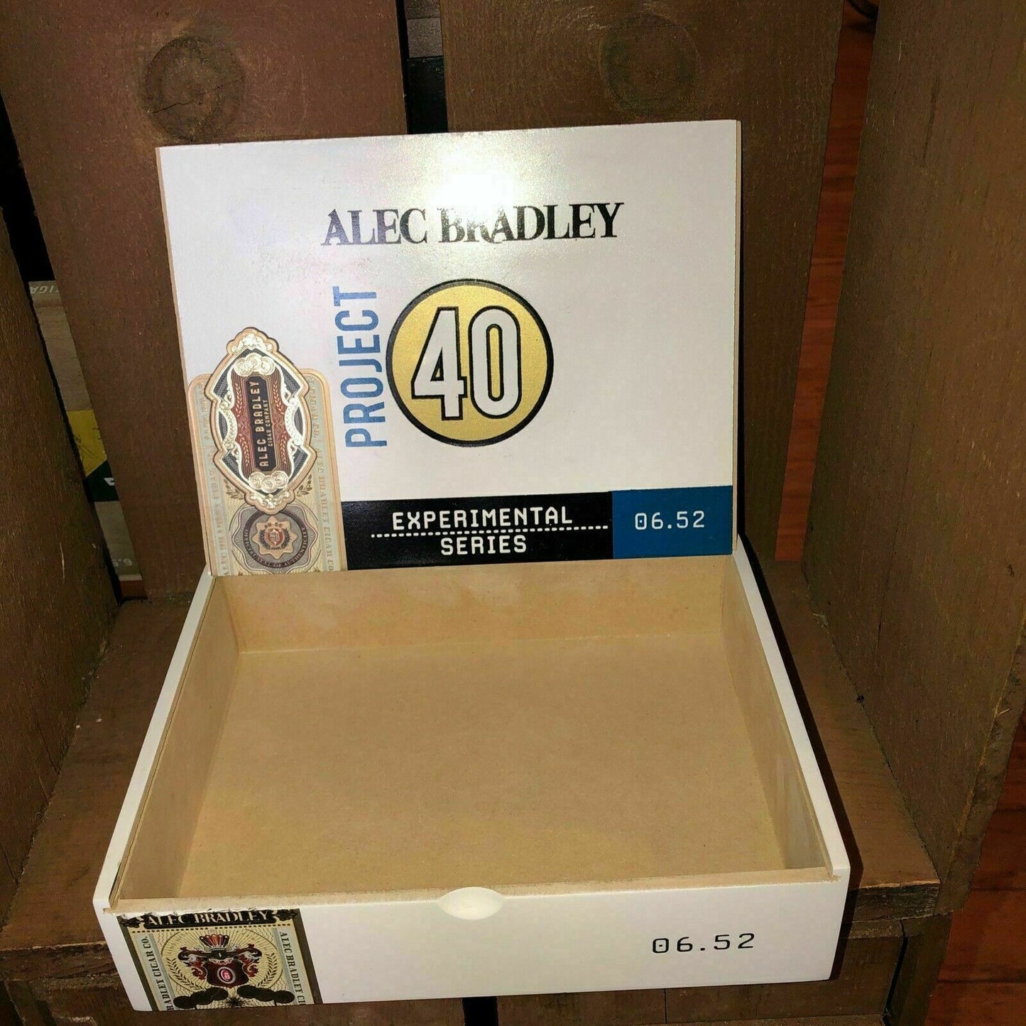 Alec Bradley Project 40 Toro Empty Wooden Cigar Box 8.5x6.75x2