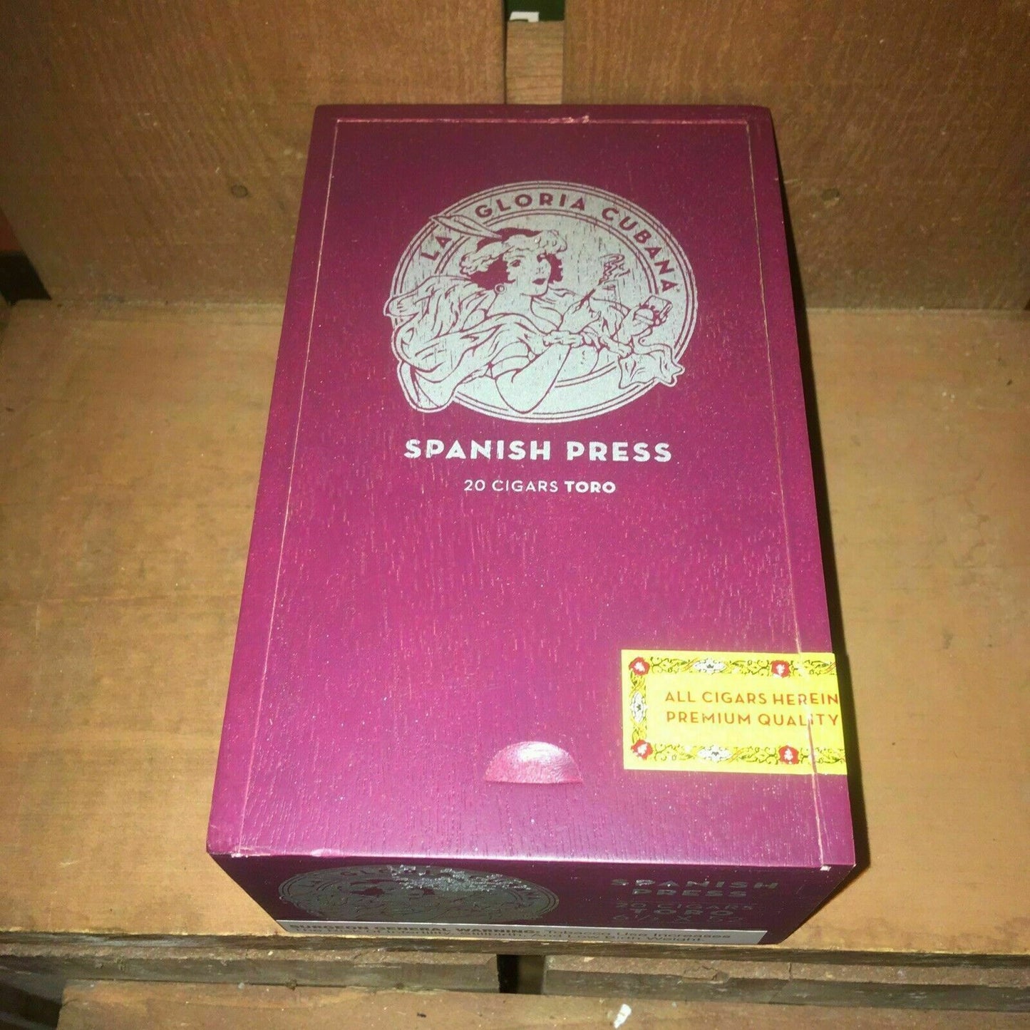 La Gloria Spanish Press Toro Empty Wooden Cigar Box 4.5x7x3