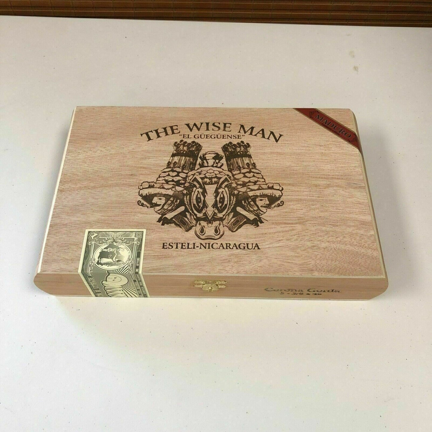 The Wise Man El Gueguense Corona Gorda Empty Wooden Cigar Box 11.5x6.5x2