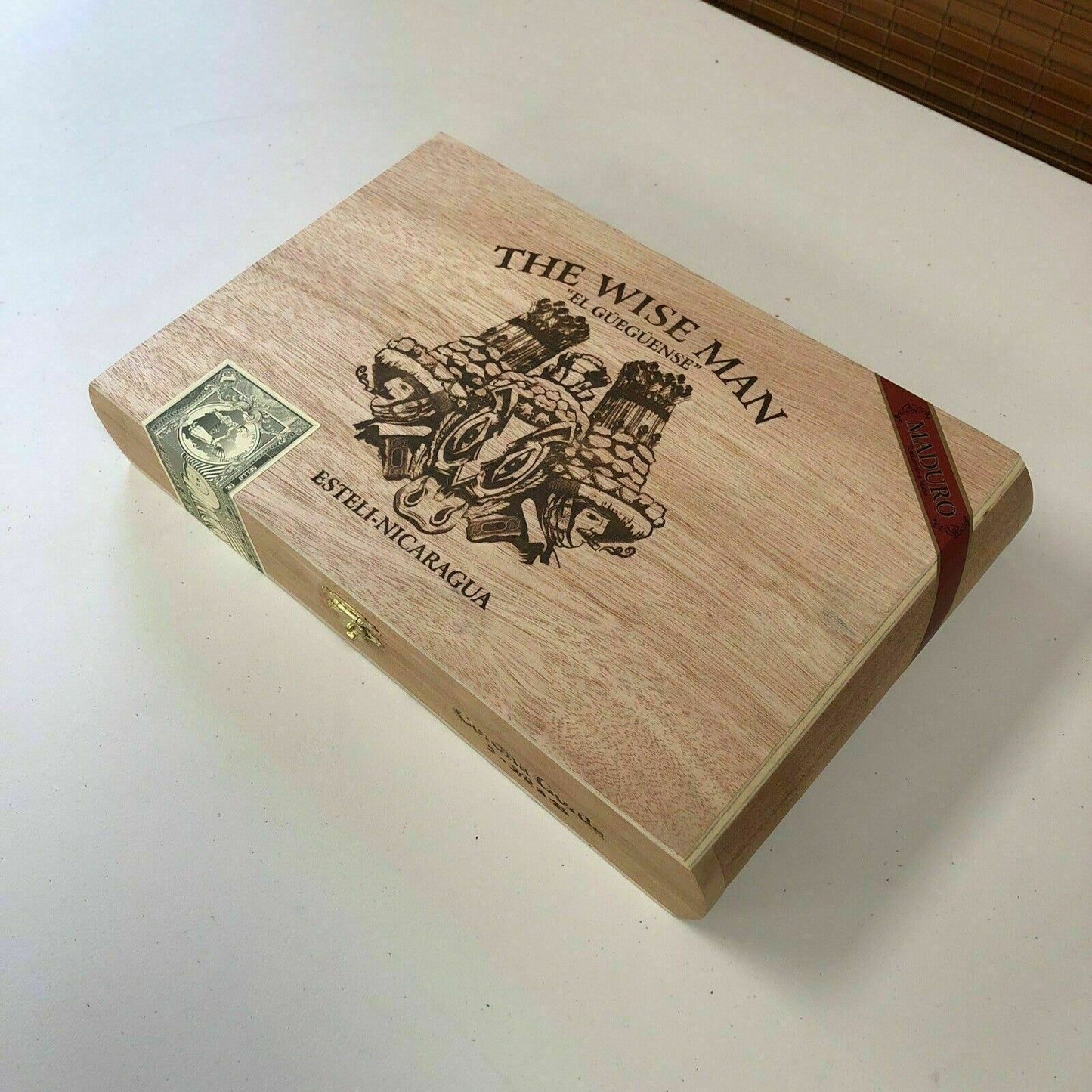 The Wise Man El Gueguense Corona Gorda Empty Wooden Cigar Box 11.5x6.5x2