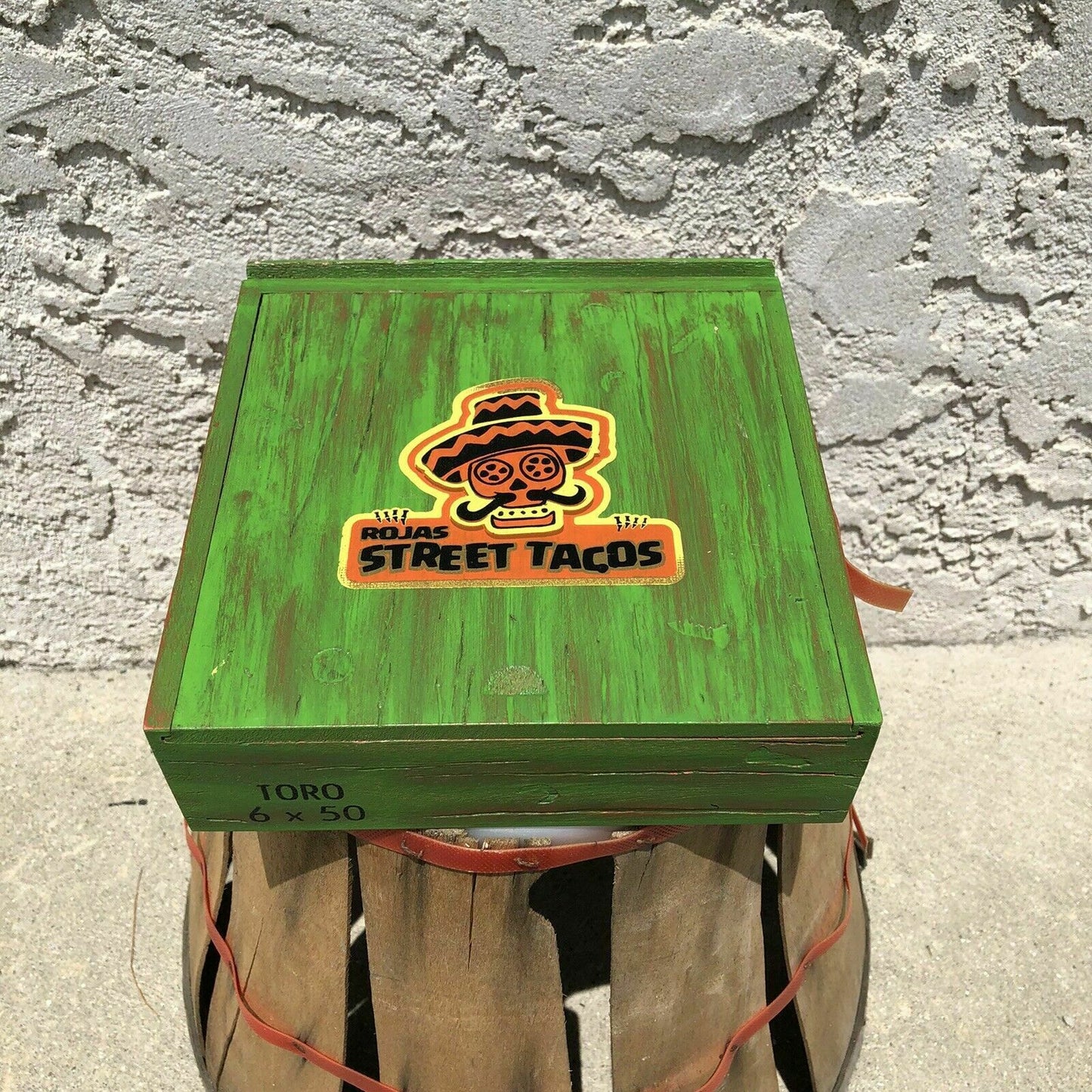 Rojas Green Street Tacos Robusto Empty Wooden Cigar Box 7x6x2