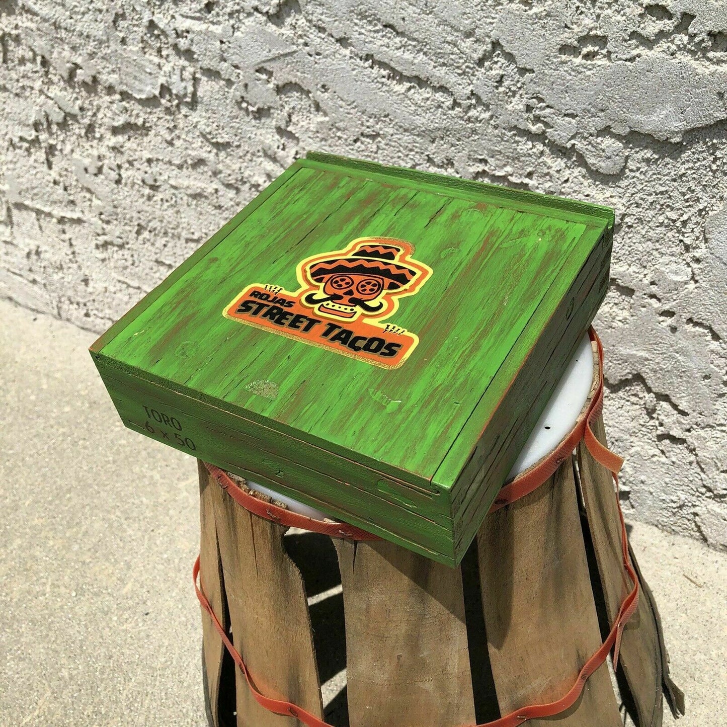 Rojas Green Street Tacos Robusto Empty Wooden Cigar Box 7x6x2