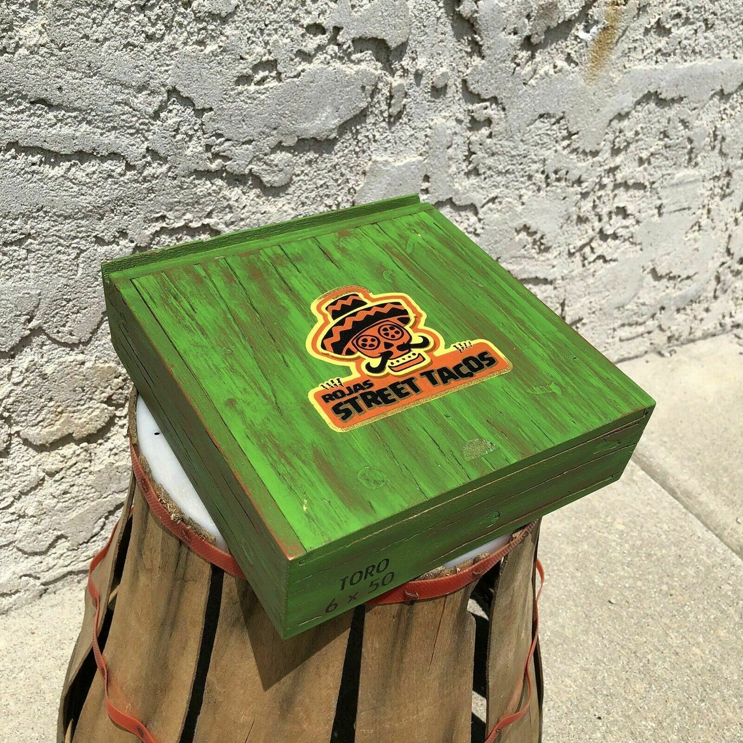 Rojas Green Street Tacos Robusto Empty Wooden Cigar Box 7x6x2