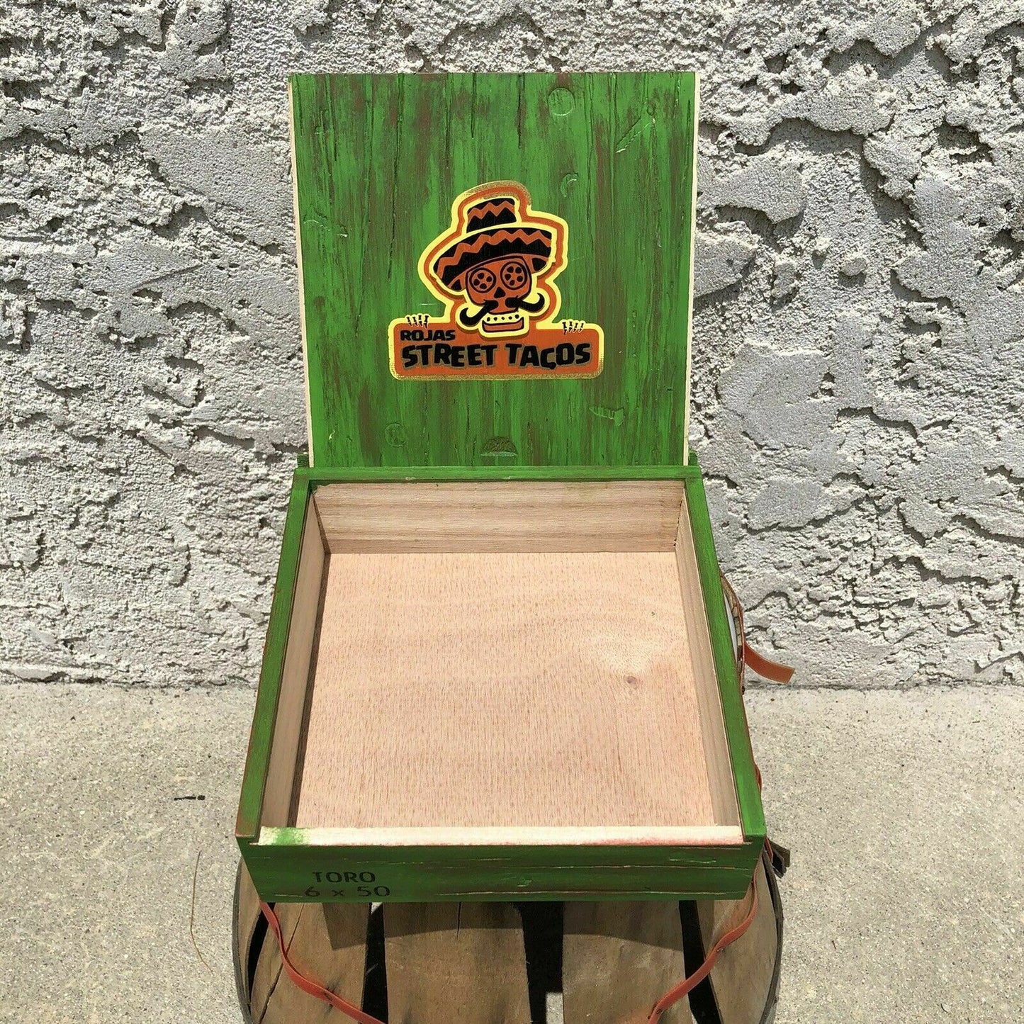 Rojas Green Street Tacos Robusto Empty Wooden Cigar Box 7x6x2