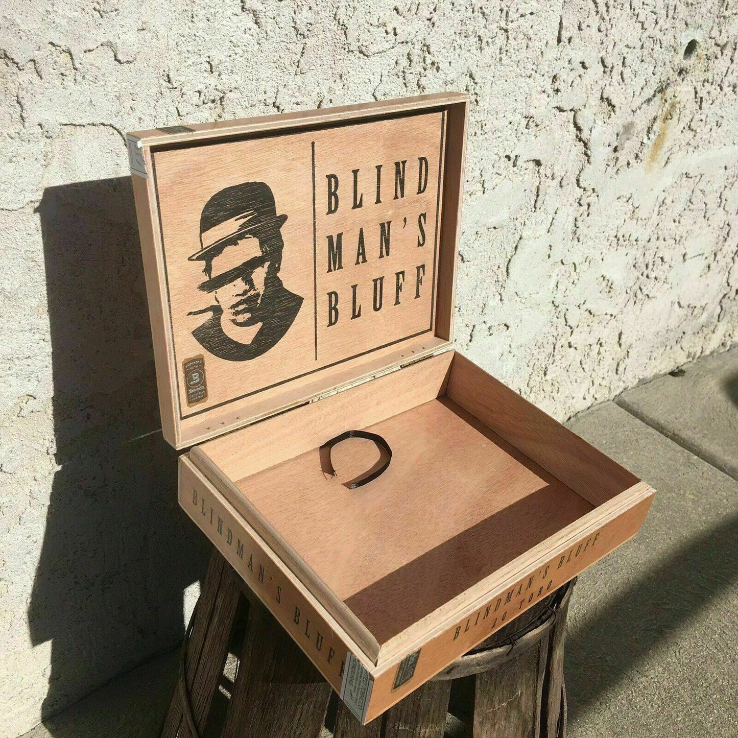 Blind Man’s Bluff Magnum Empty Wooden Cigar Box 10.25x7x2.25