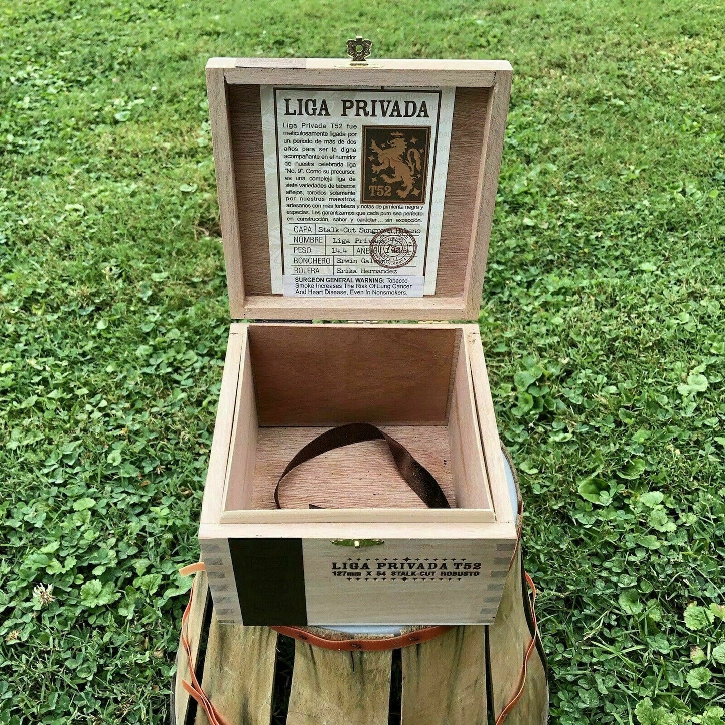 Liga Privada T52 Robusto Empty Wooden Cigar Box 6.25x6.25x4.25