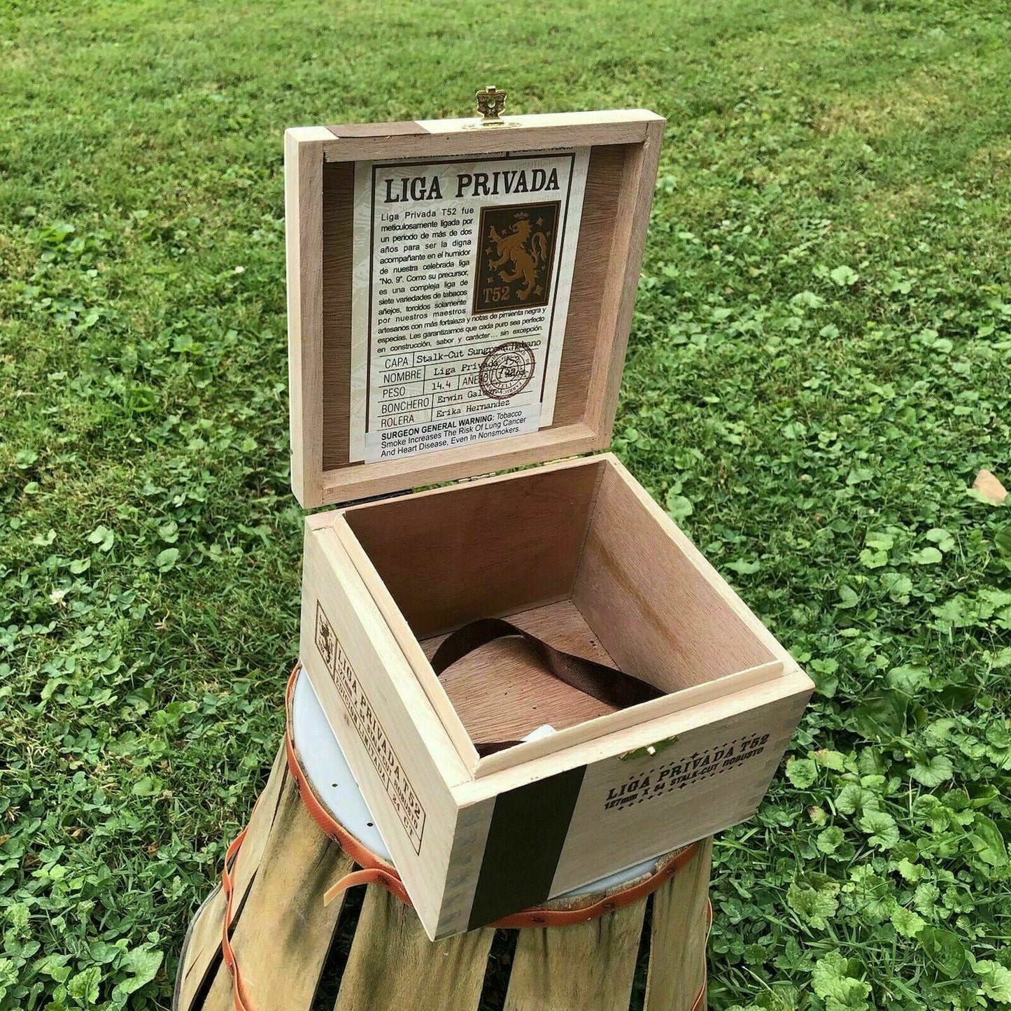 Liga Privada T52 Robusto Empty Wooden Cigar Box 6.25x6.25x4.25